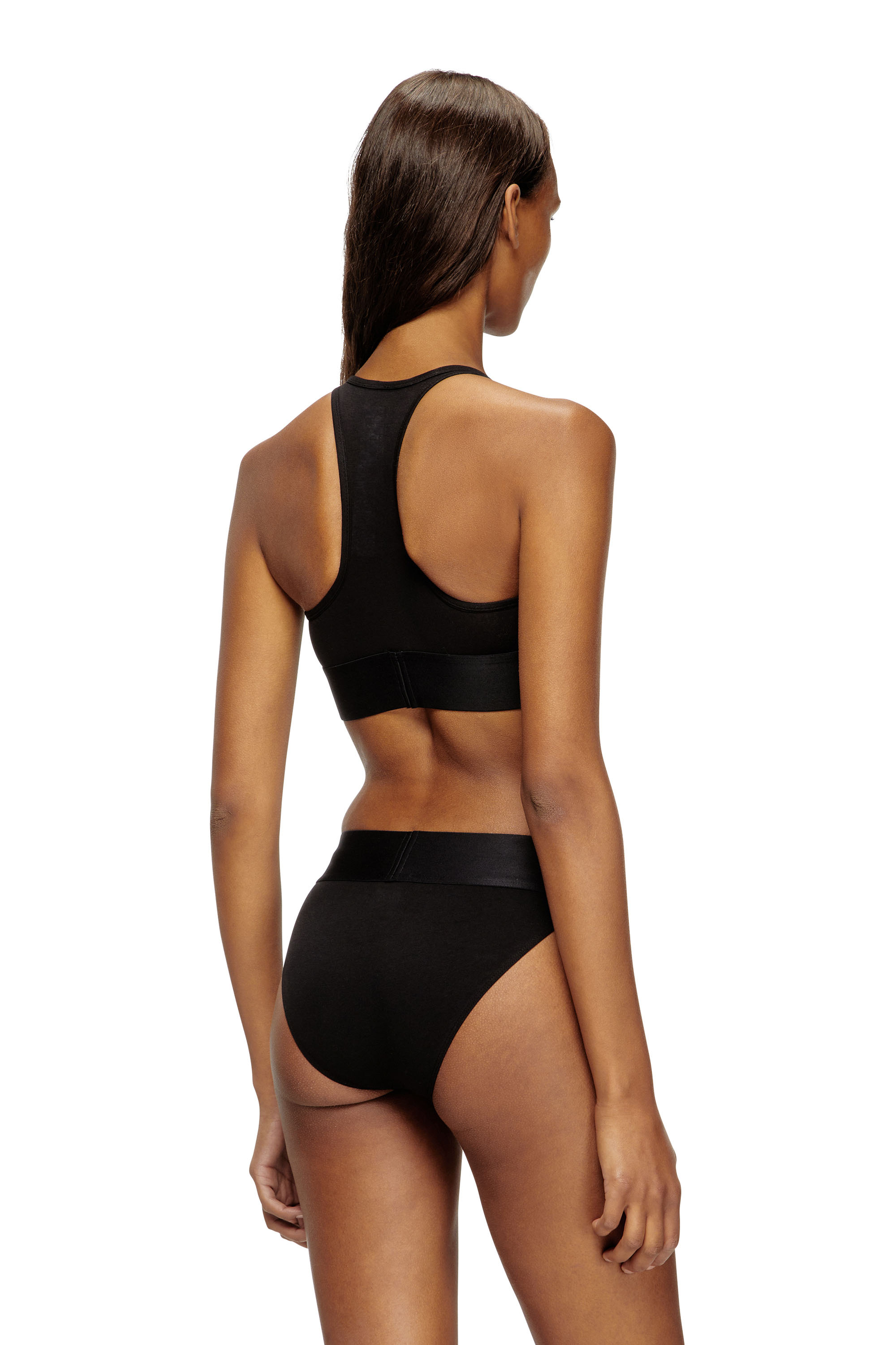 Diesel - UFSB-COTTON-RACE-BRALETTE-XL, Woman's Sports bra with cut-off logo in Black - 4