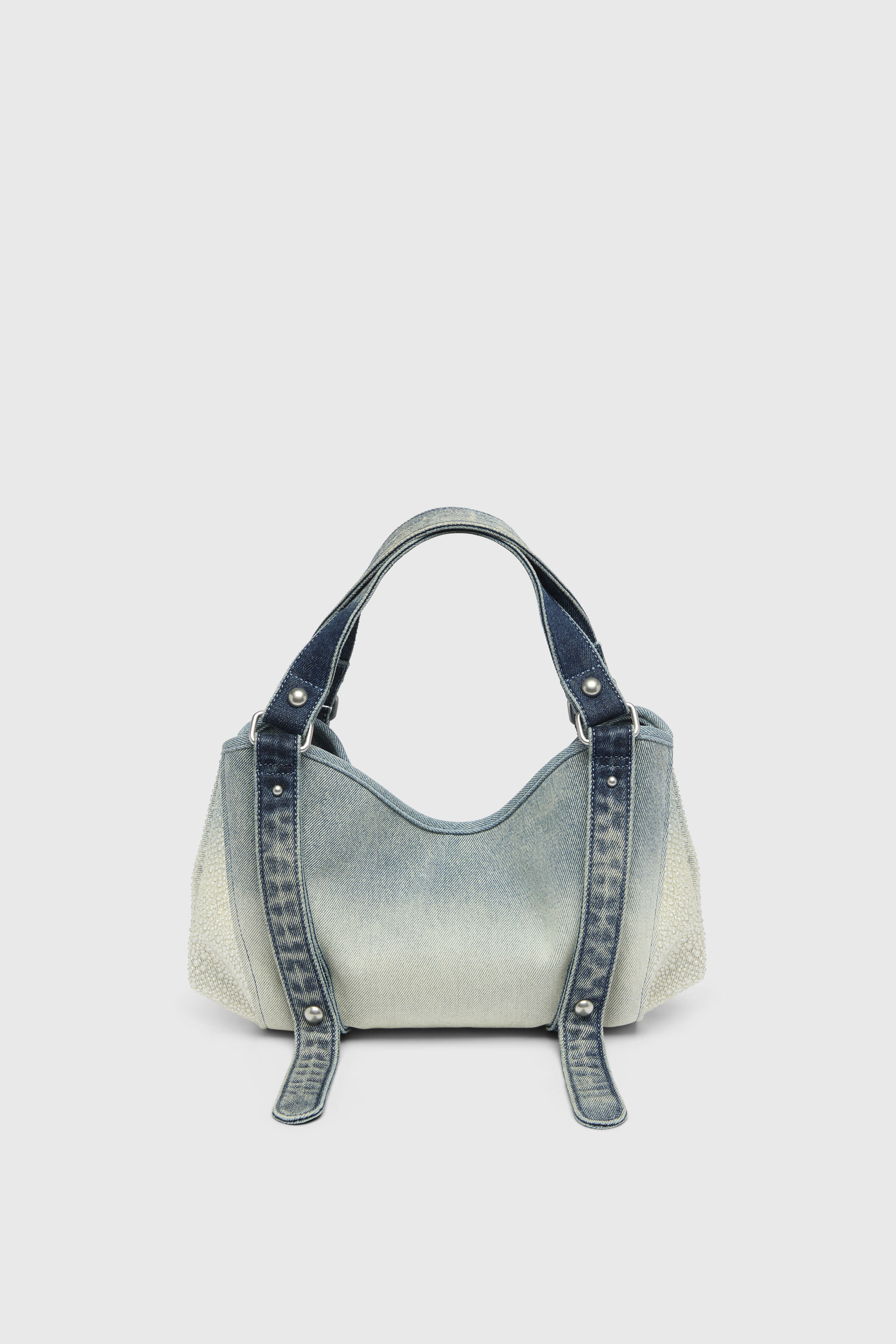 Diesel - D-ONE TOPHANDLE S, Woman's D-One-Small top-handle bag in crystal solarised denim in Blue - 3