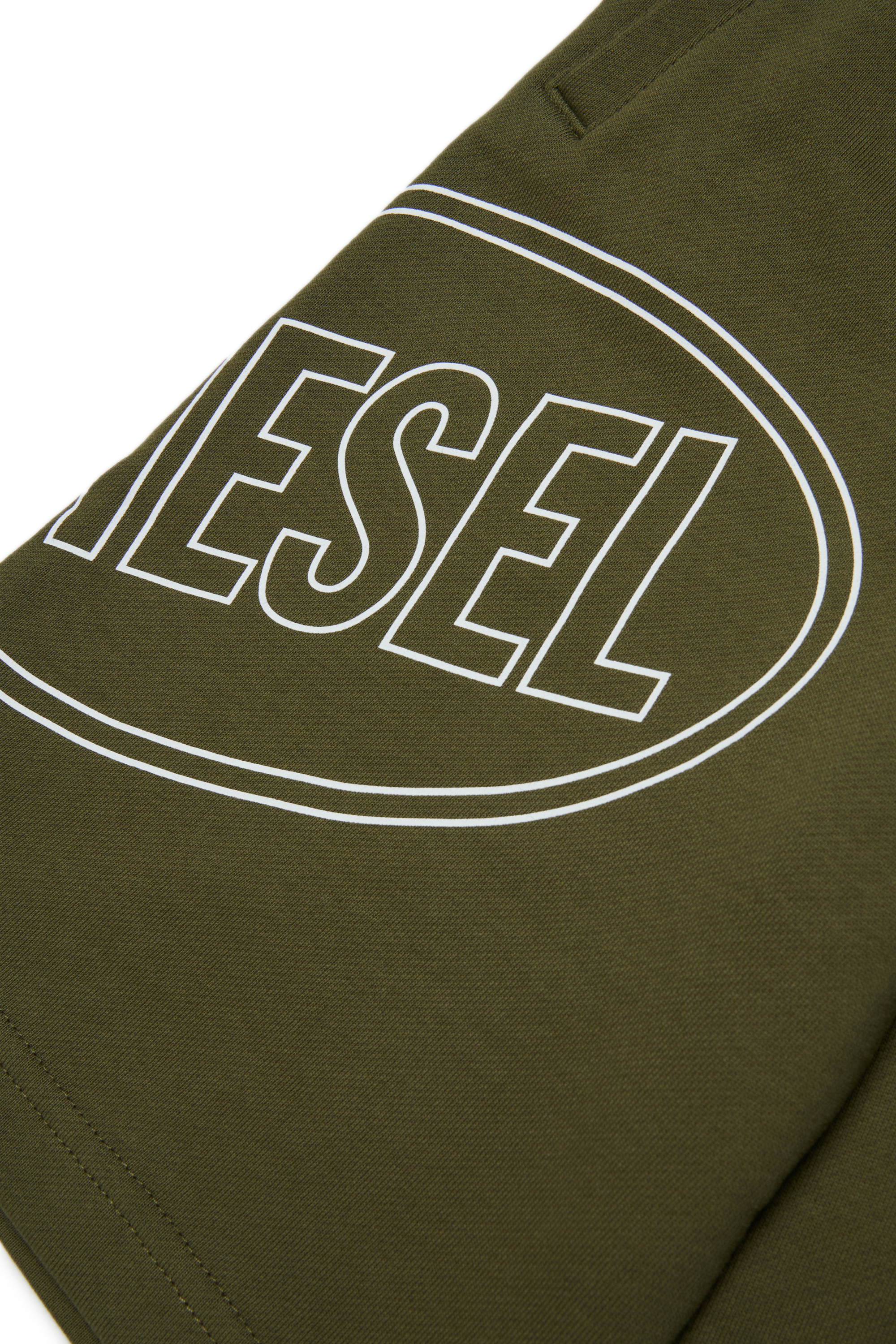 Diesel - PCIRCLE SHORT, Man's Cotton bermudas with maxi print in Military Green - 4