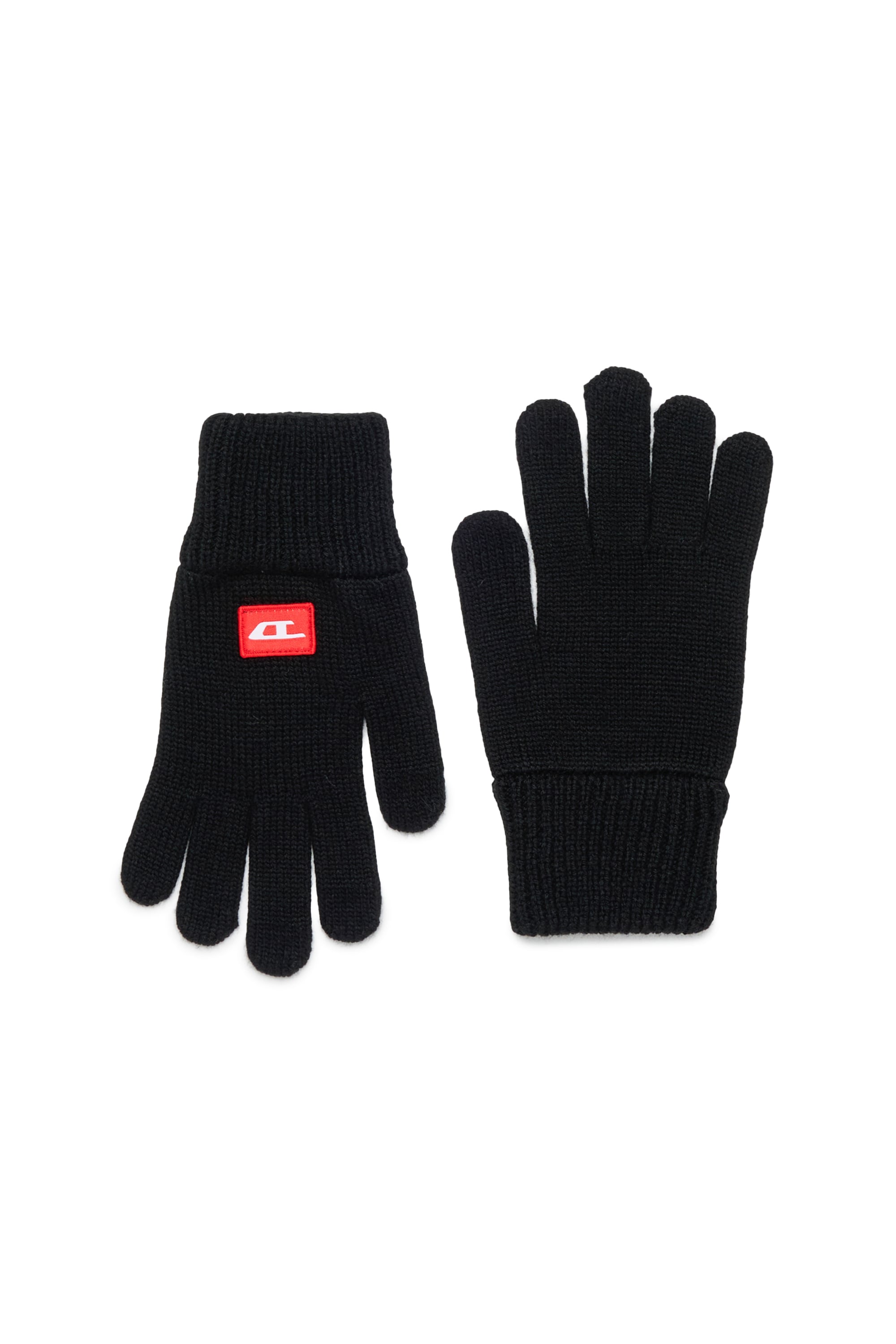 Diesel - NLOT, Unisex's Touchscreen gloves in wool-blend knit in Black - 1