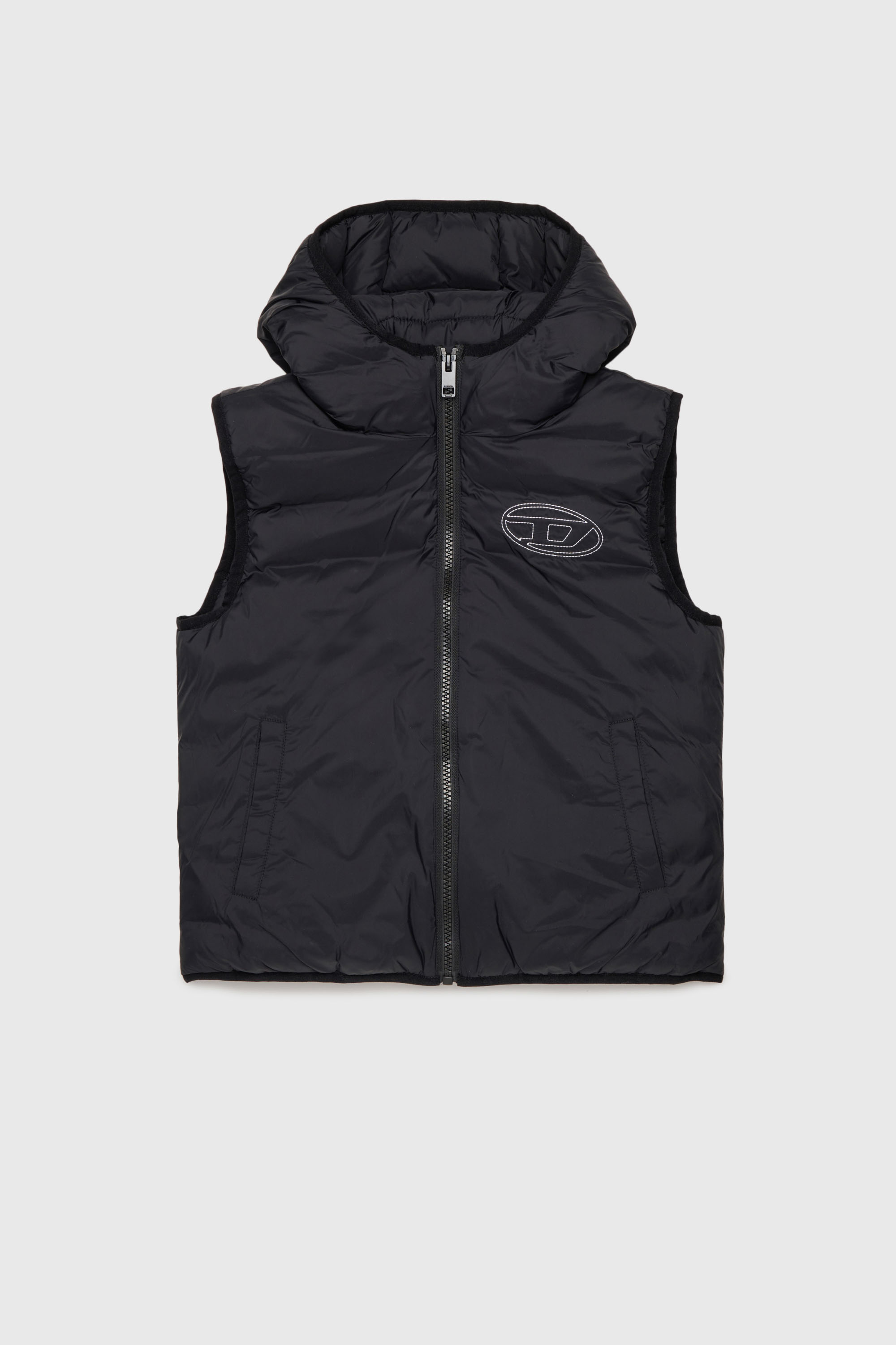 Diesel - JOSIP, Unisex's Hooded vest in padded nylon in Black - 1