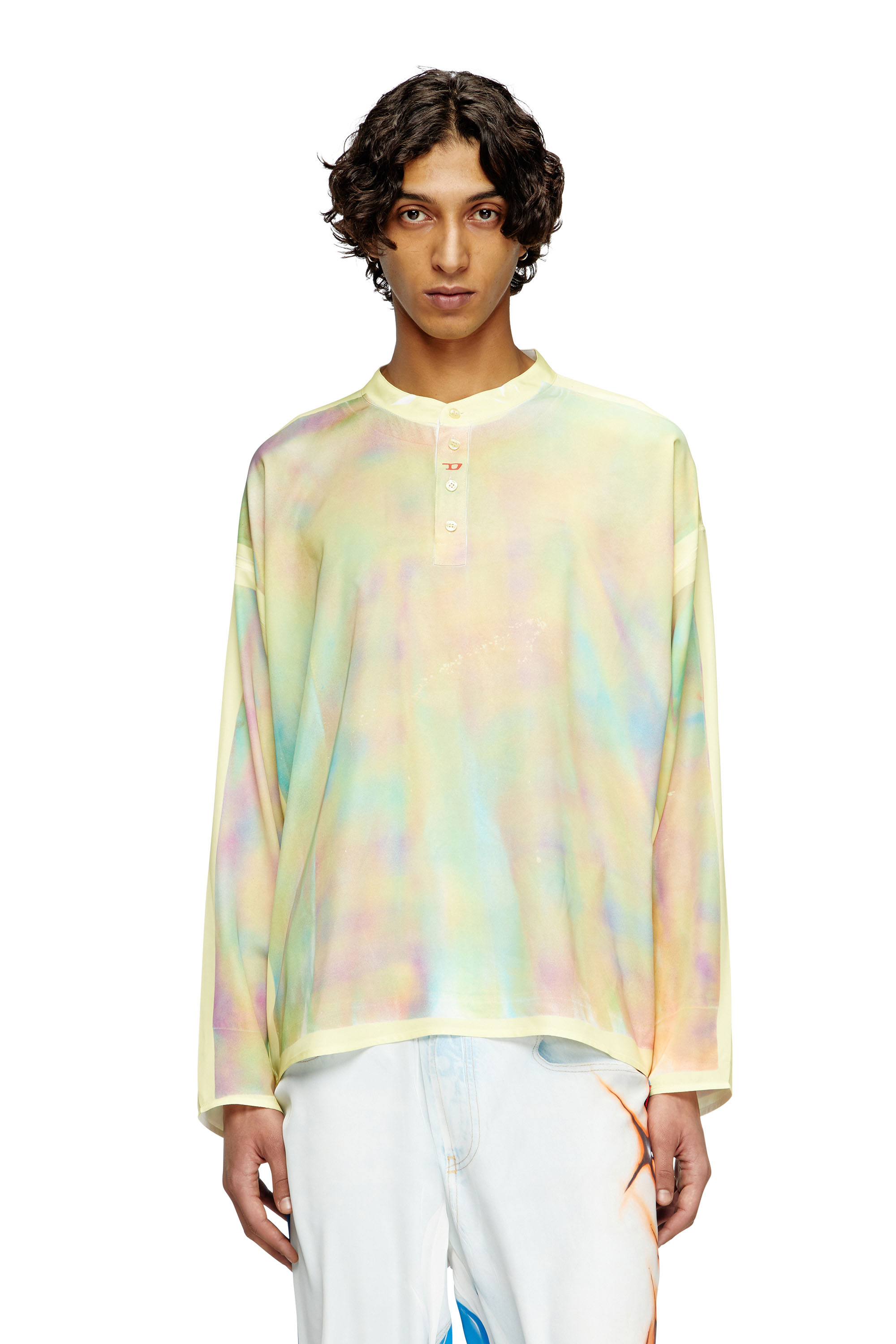 Diesel - T-OLAVI-A-SER-GRAFFITI-CHI, Unisex's Henley top with graffiti print in Yellow/Green - 2