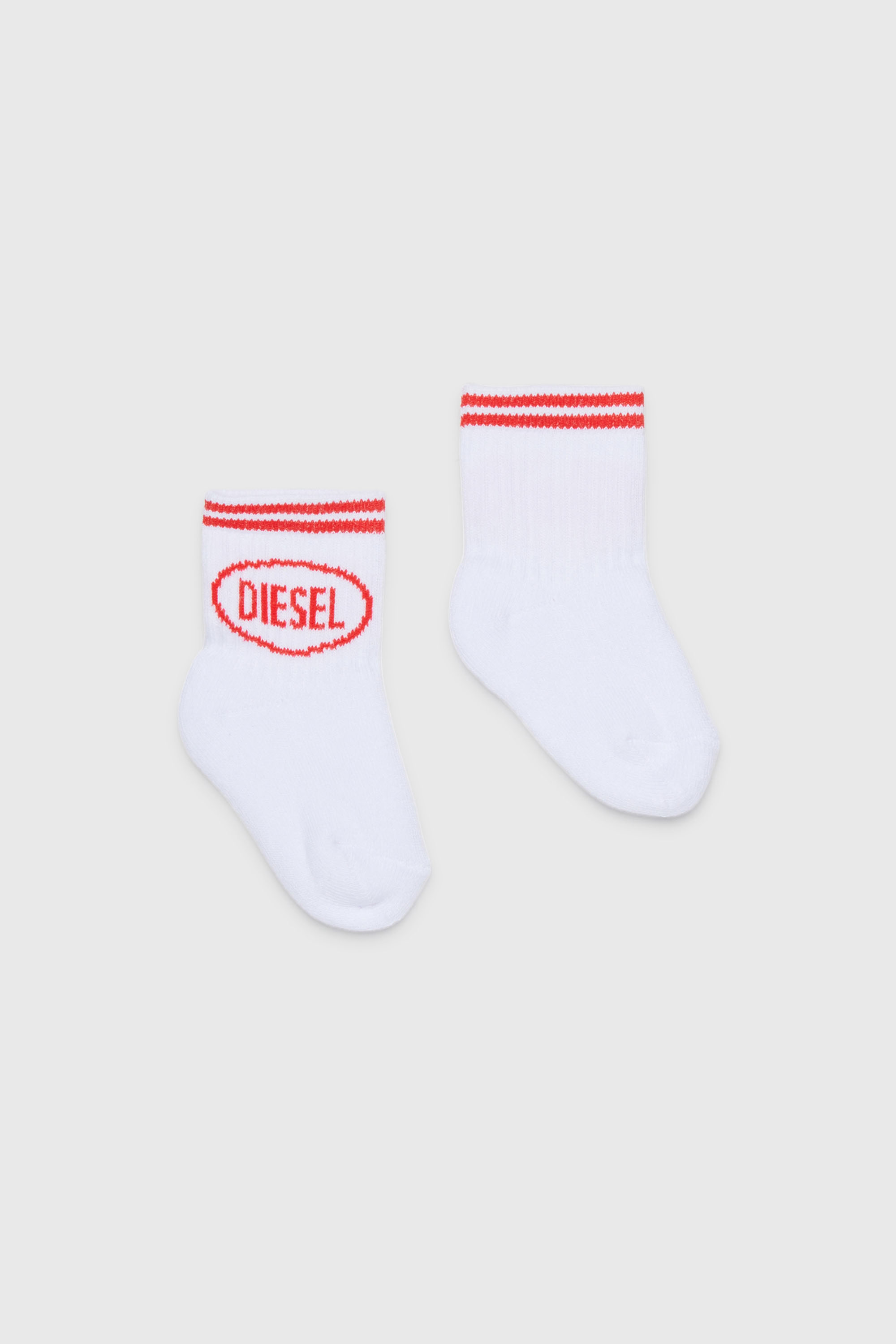 Cotton socks with striped cuffs