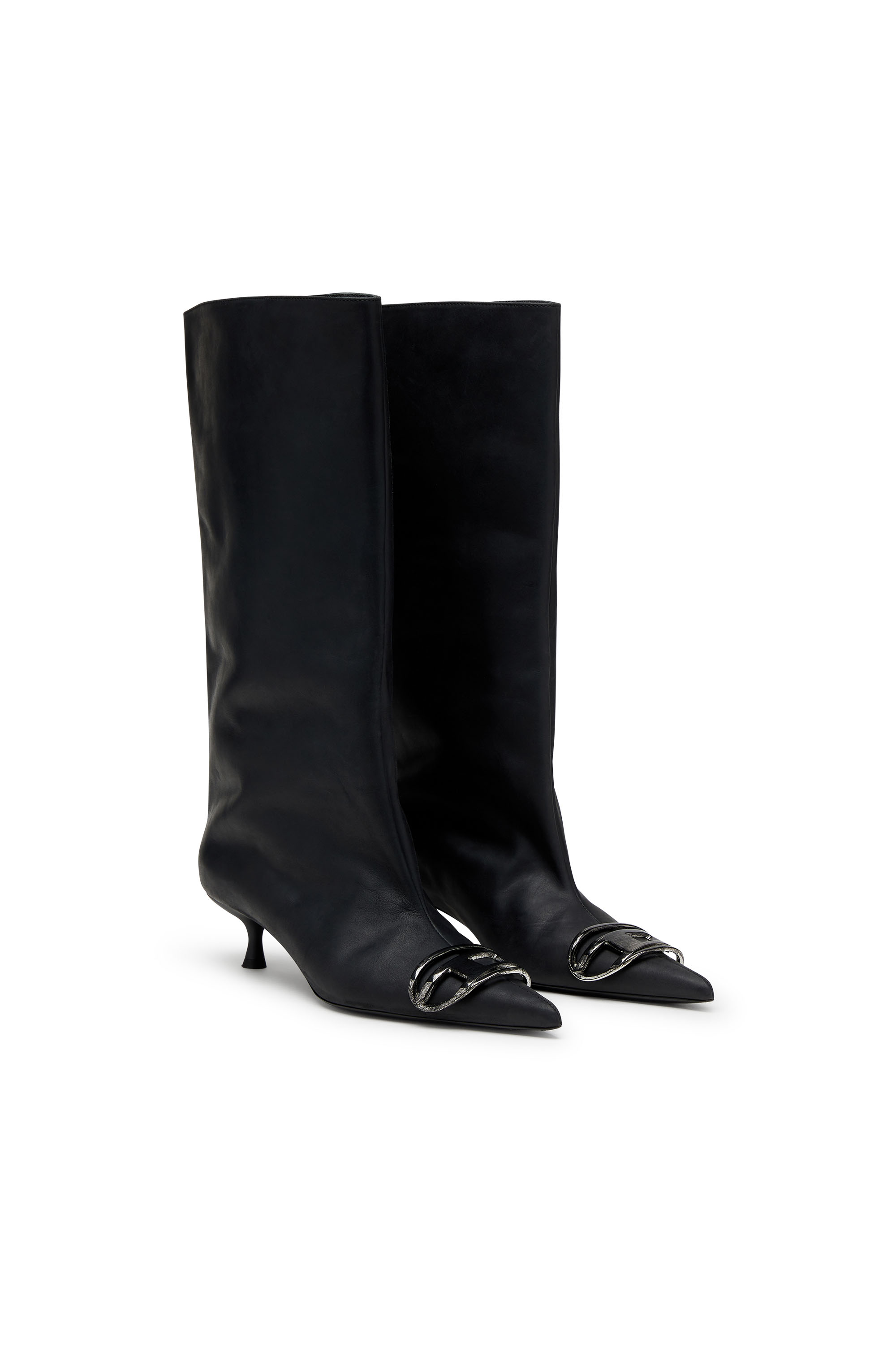 Diesel - D-VENUS 40 KB TUBE, Woman's D-Venus-Knee-high boots in oiled leather in Black - 2