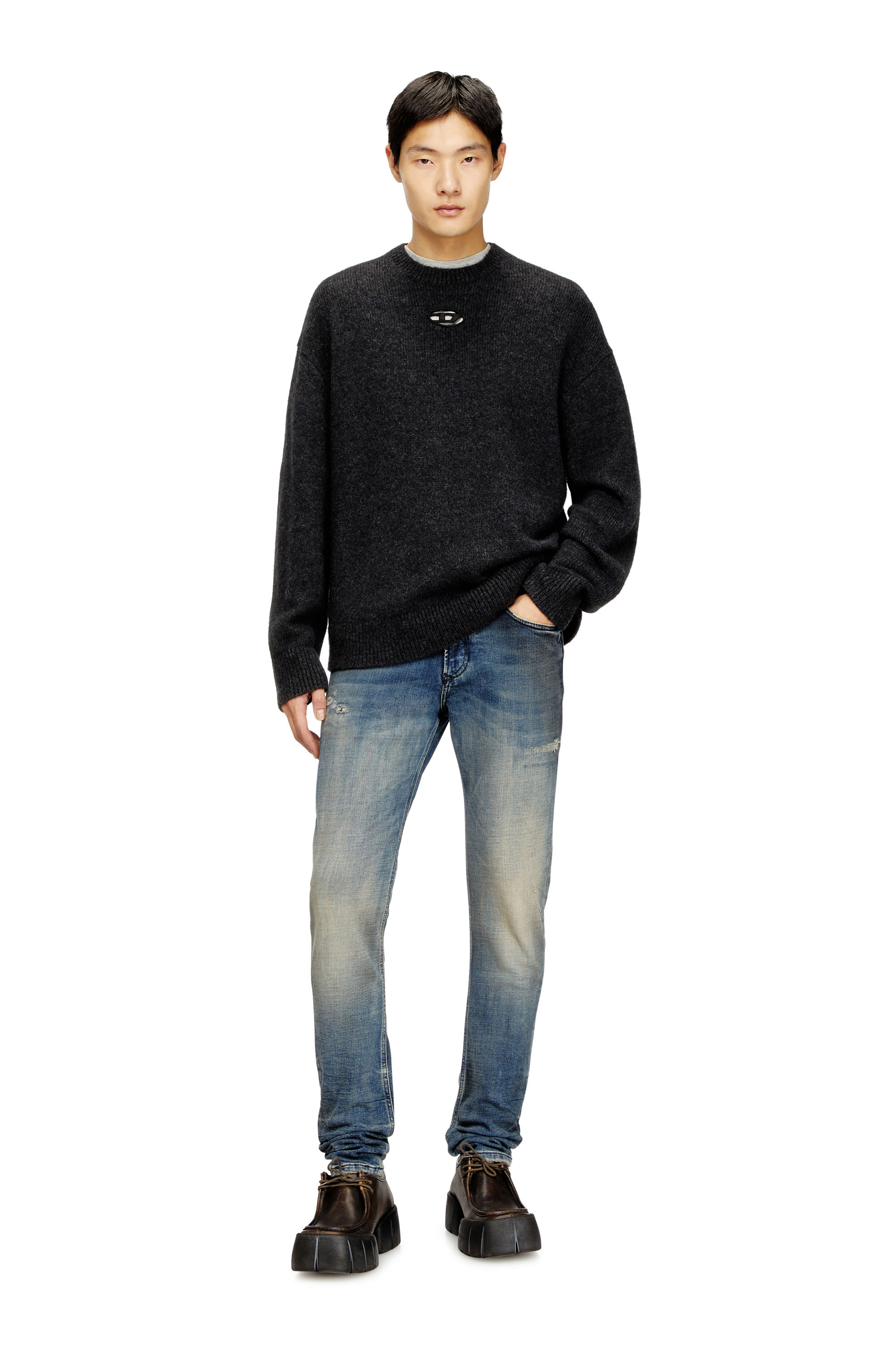 Diesel - K-AREESO, Man's Jumper in wool and alpaca blend in Black - 1