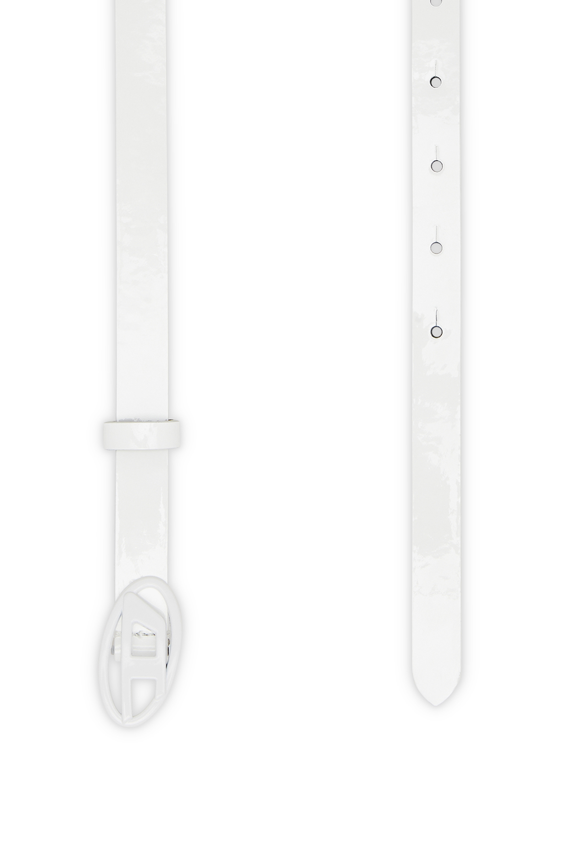Diesel - B-PLAY 15, Woman's 1.5cm slim belt in glossy leather in White - 2