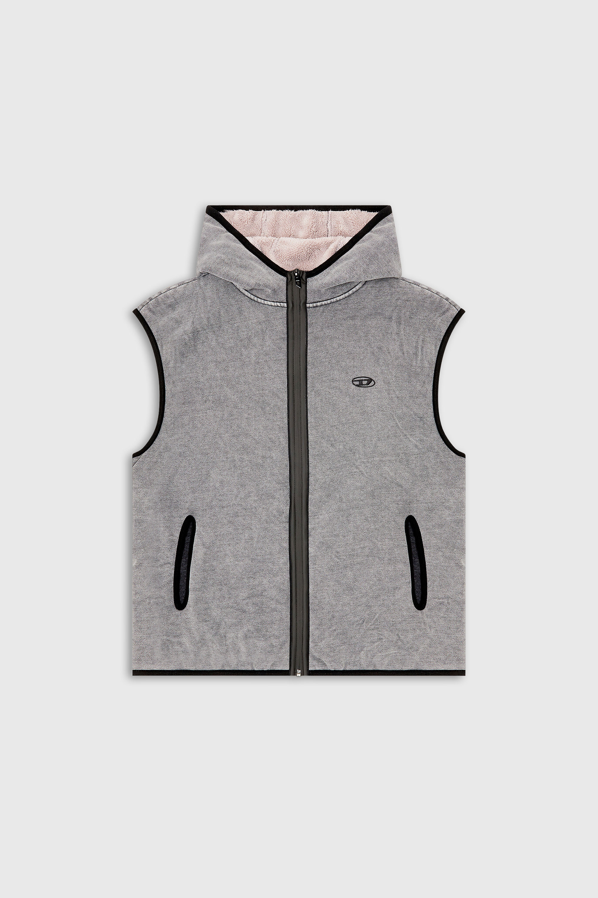 Diesel - S-HAKY-NEW, Man's Sleeveless zip-up hoodie in Grey - 2