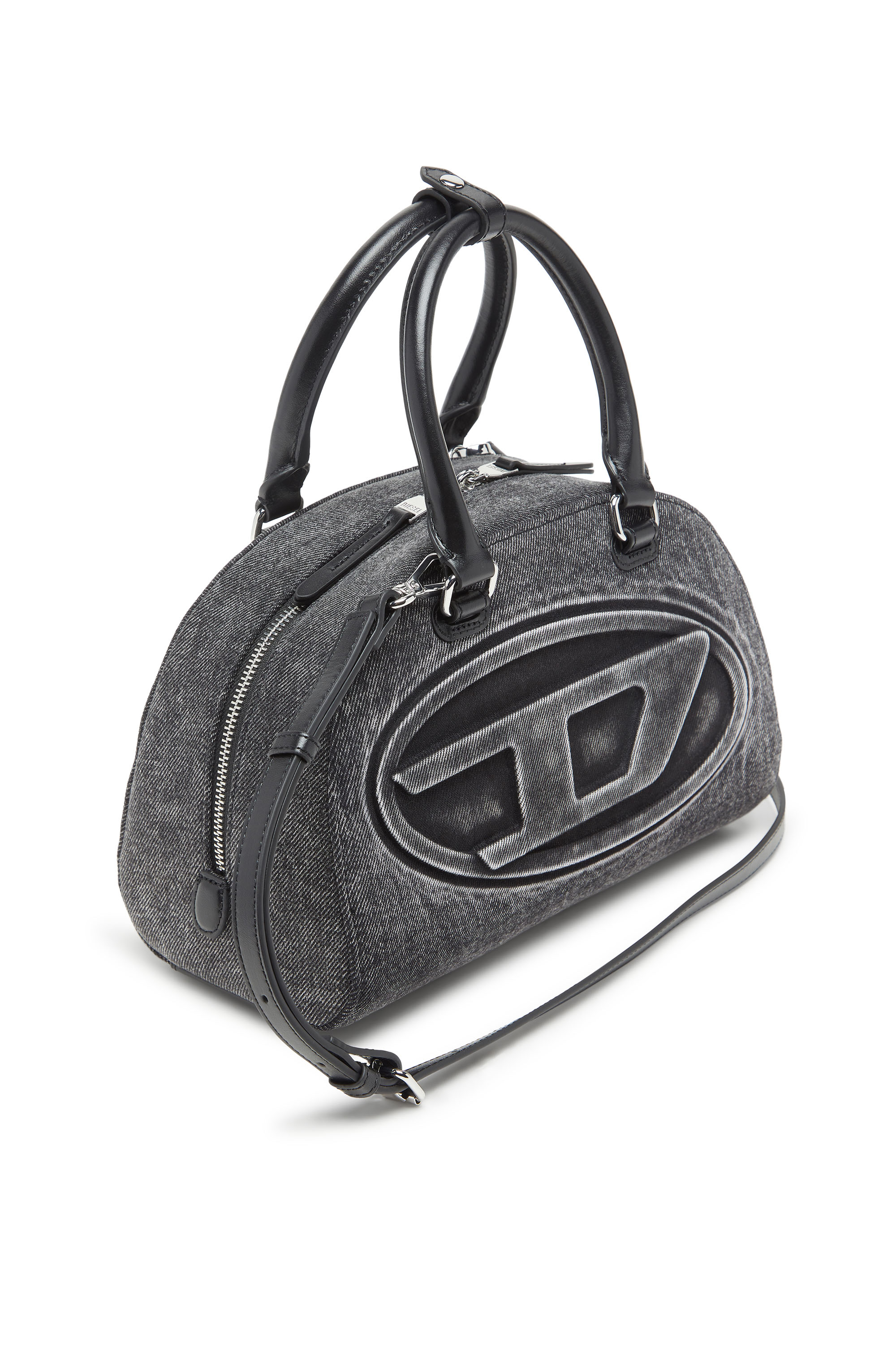 Diesel - 1DR DOME TOP HANDLE, Woman's 1DR Dome-Bowling bag in washed denim in Grey - 5