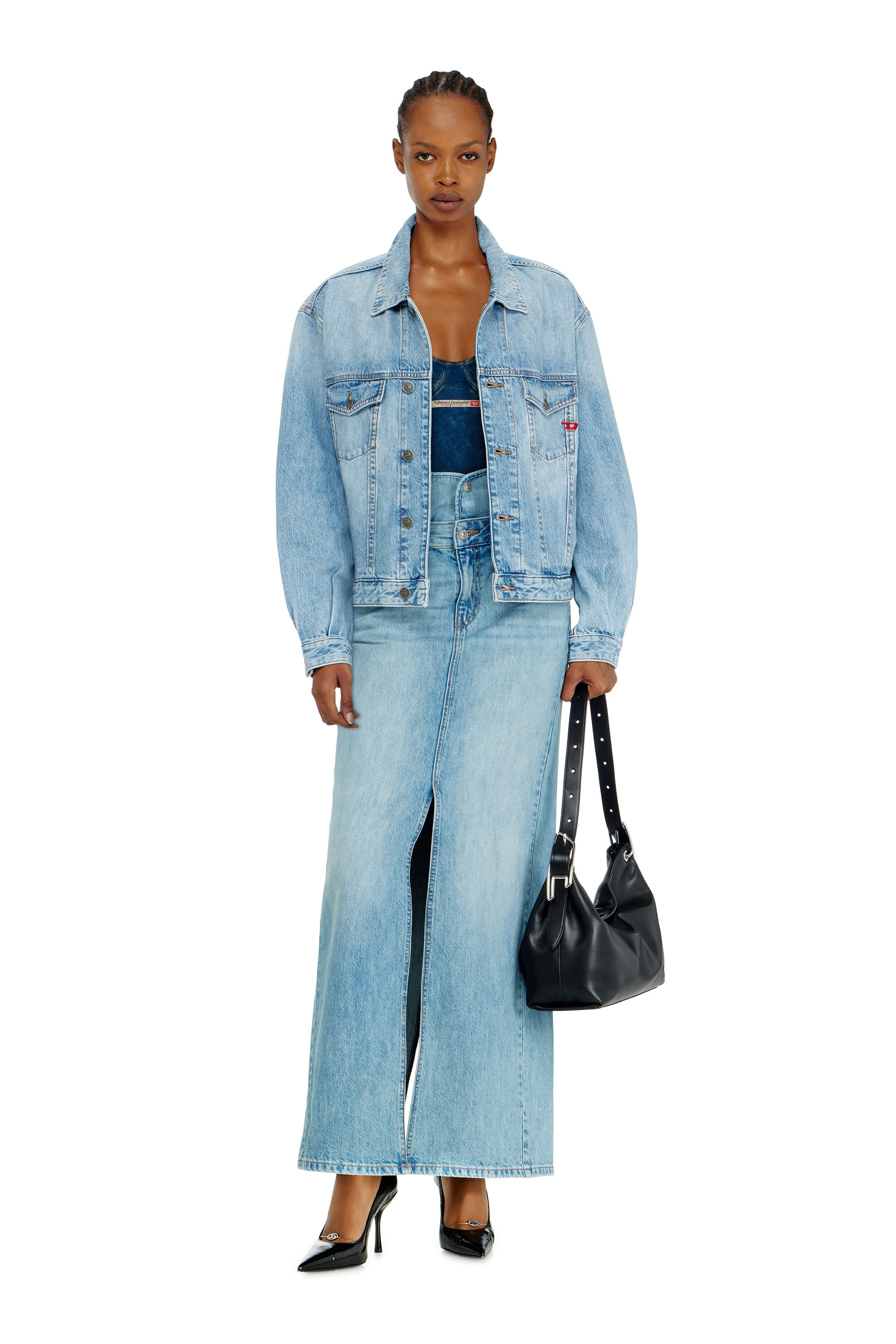 Diesel - D-RANGER, Unisex's Trucker jacket in denim in Light Blue - 7