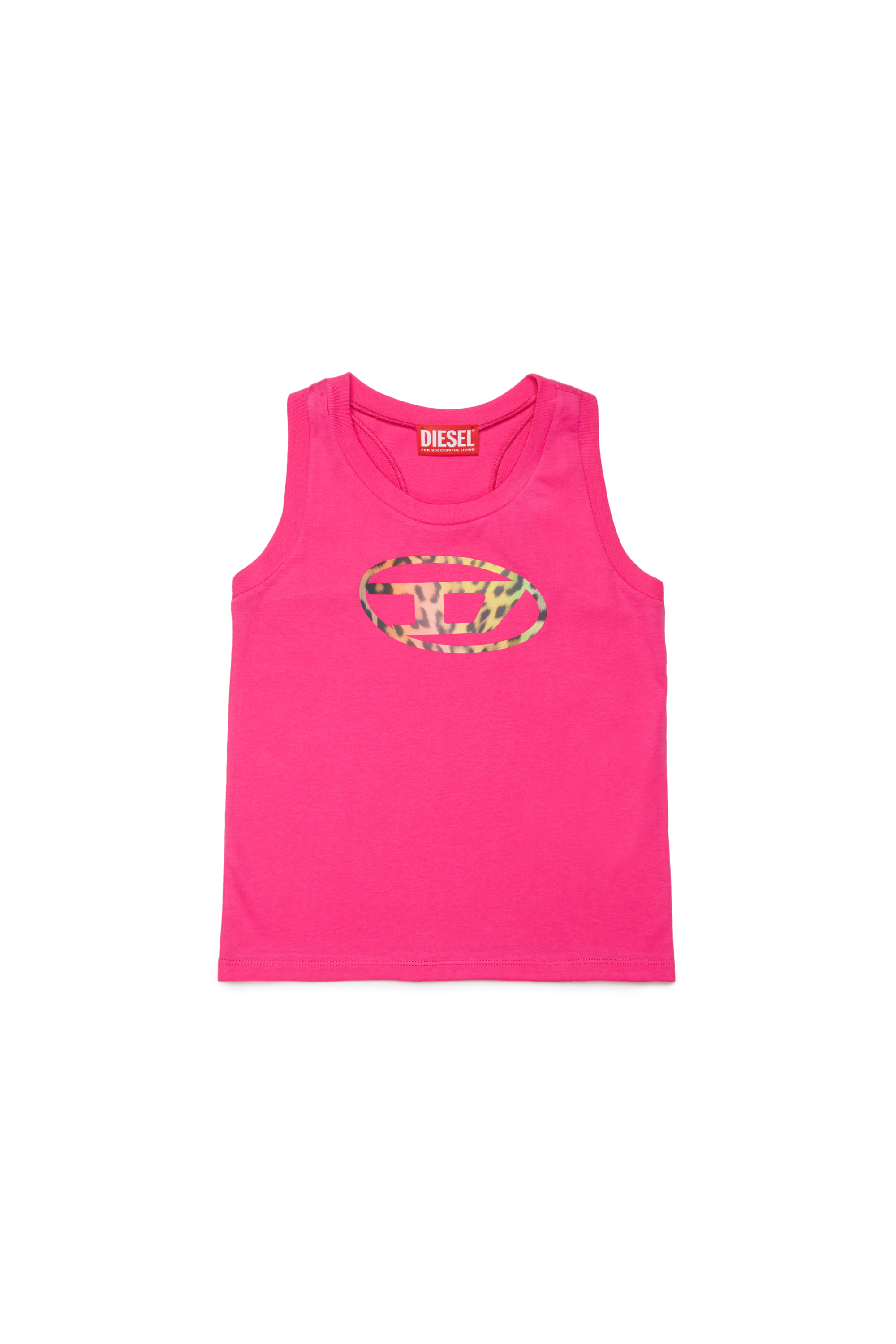 Diesel - MTLEO, Woman's Tank top in cotton with animalier logo in Pink - 1