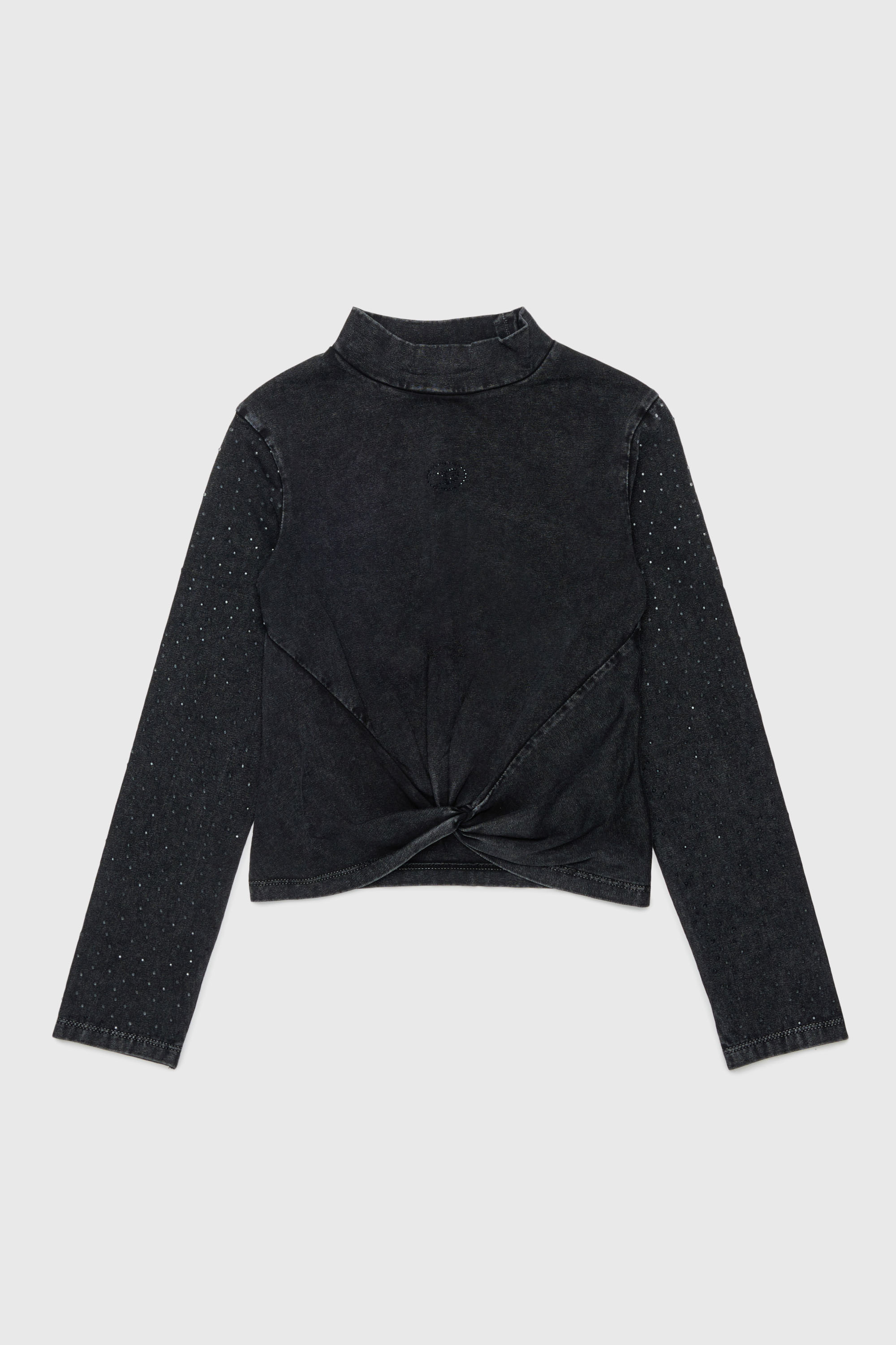 Diesel - TKNOT, Woman's Twist-hem top with rhinestones in Black - 1