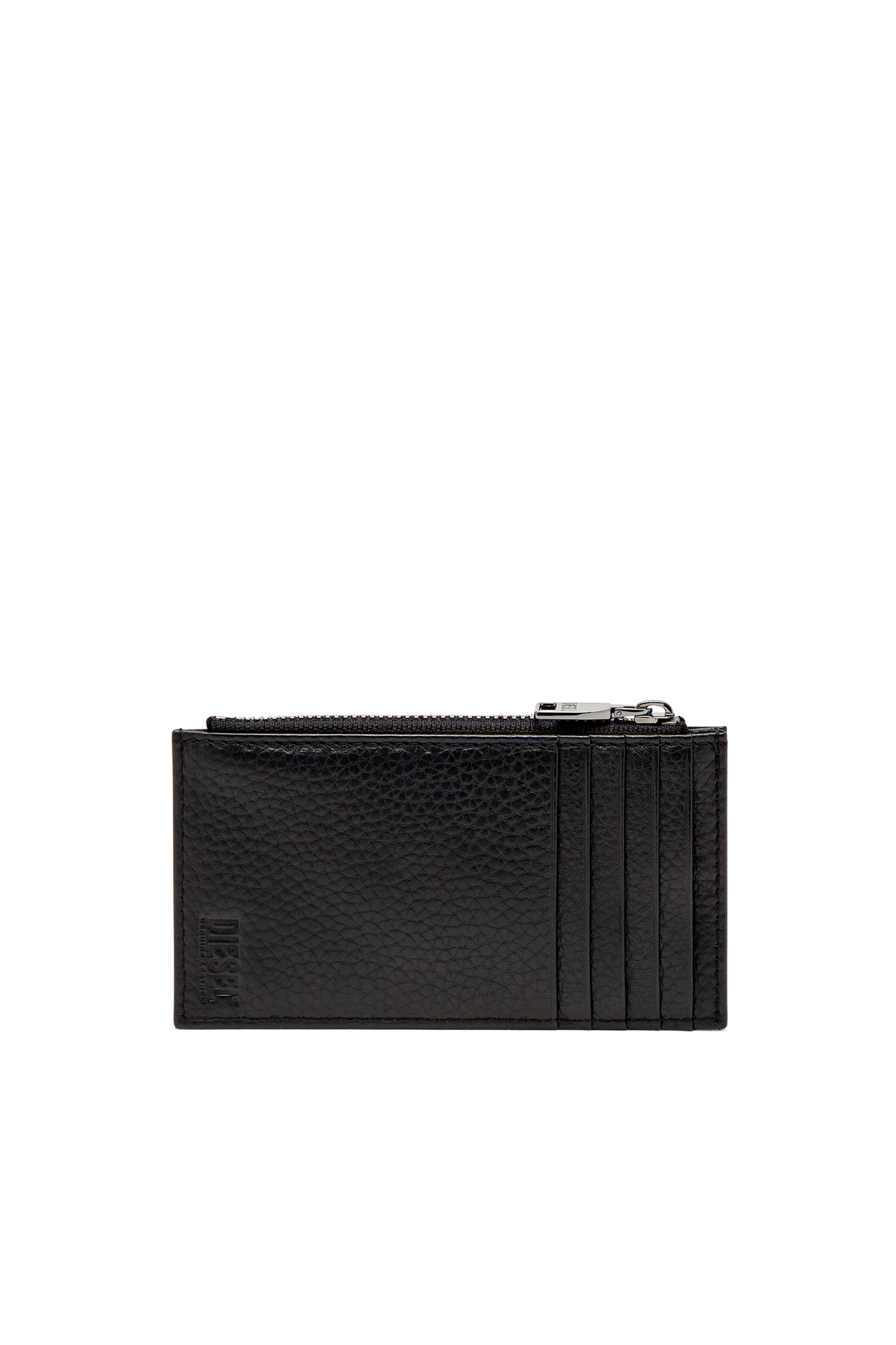 Diesel - HISSU EVO CARD HOLDER III, Man's Flat card holder in grainy leather in Black - 2