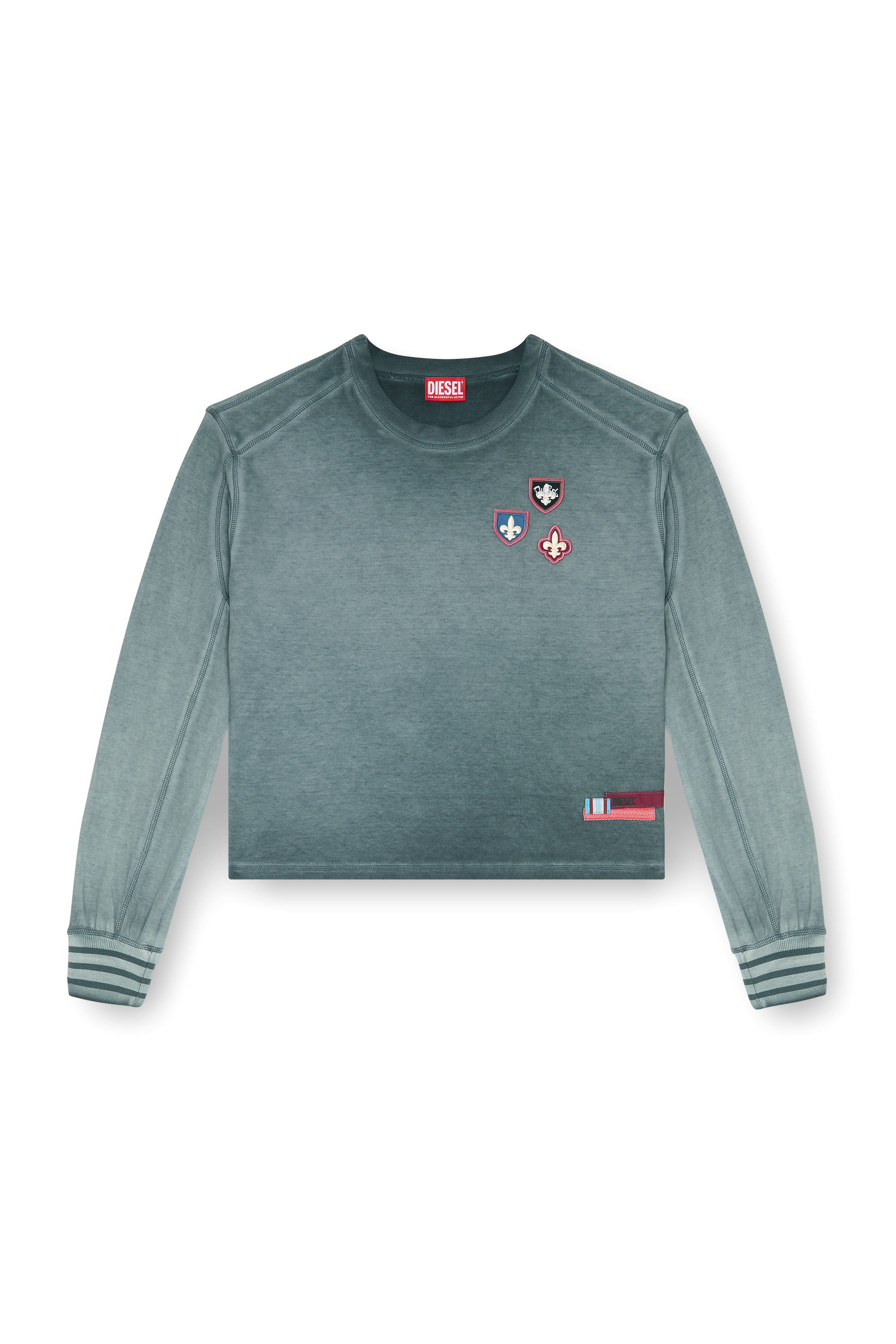 Diesel - T-BAWYE-LS, Woman's T-shirt with patches and microwaffle inserts in null - 3