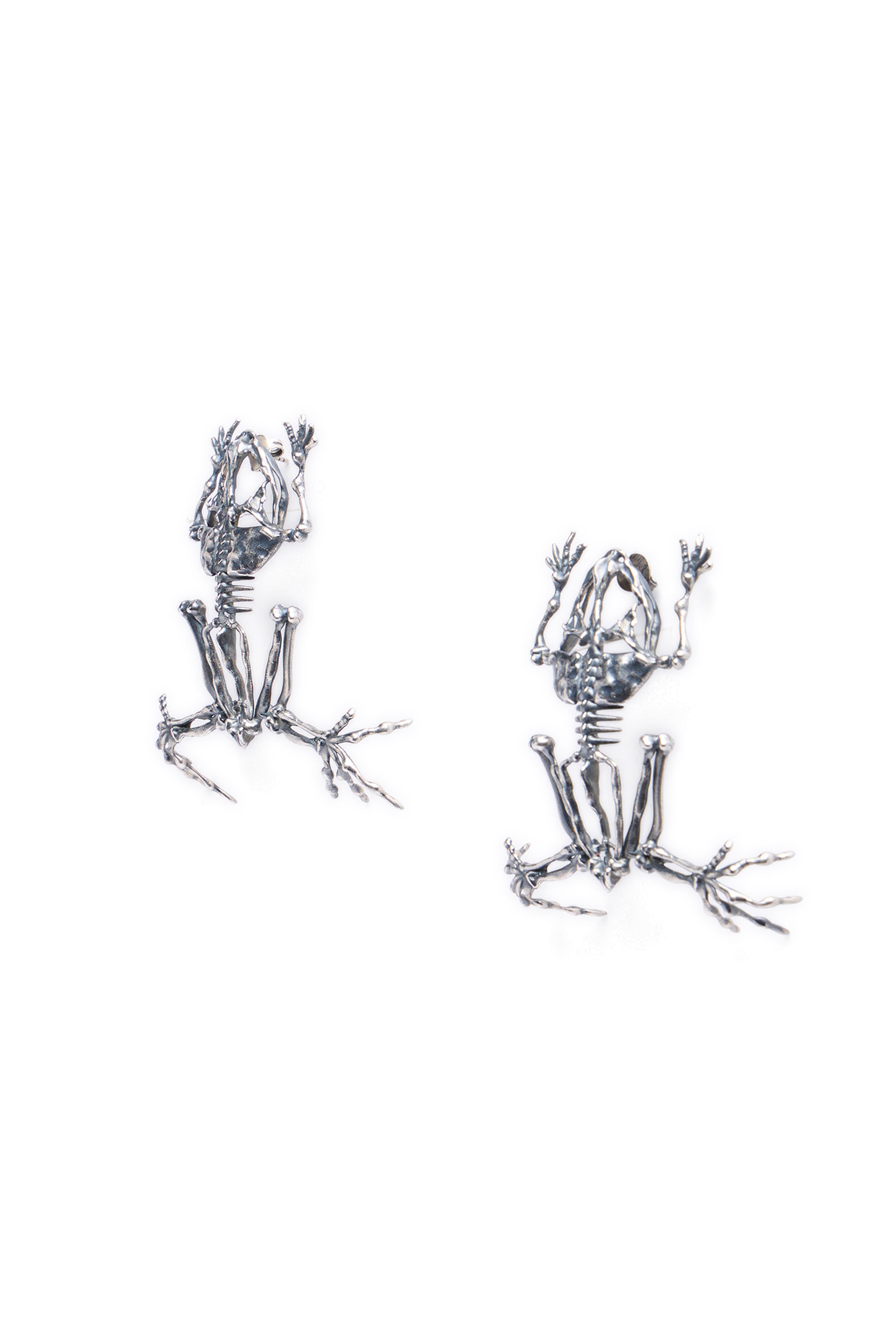 Diesel - EARRINGS FROG, Woman's Skeleton-effect metal earrings in Silver - 1