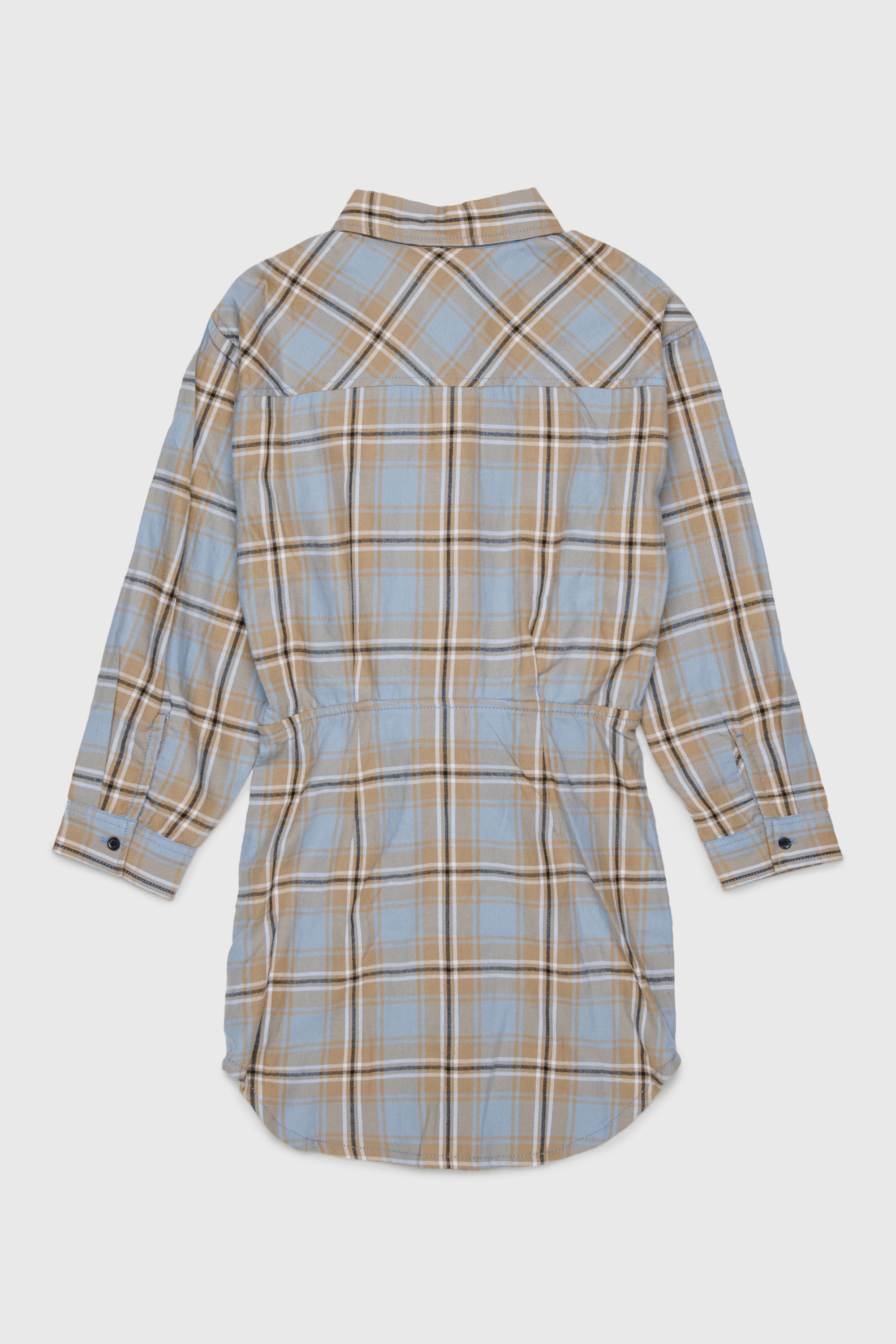 Diesel - DESUSANIS, Woman's Check-cotton shirt dress with tie-knot waist in Blue/Orange - 2