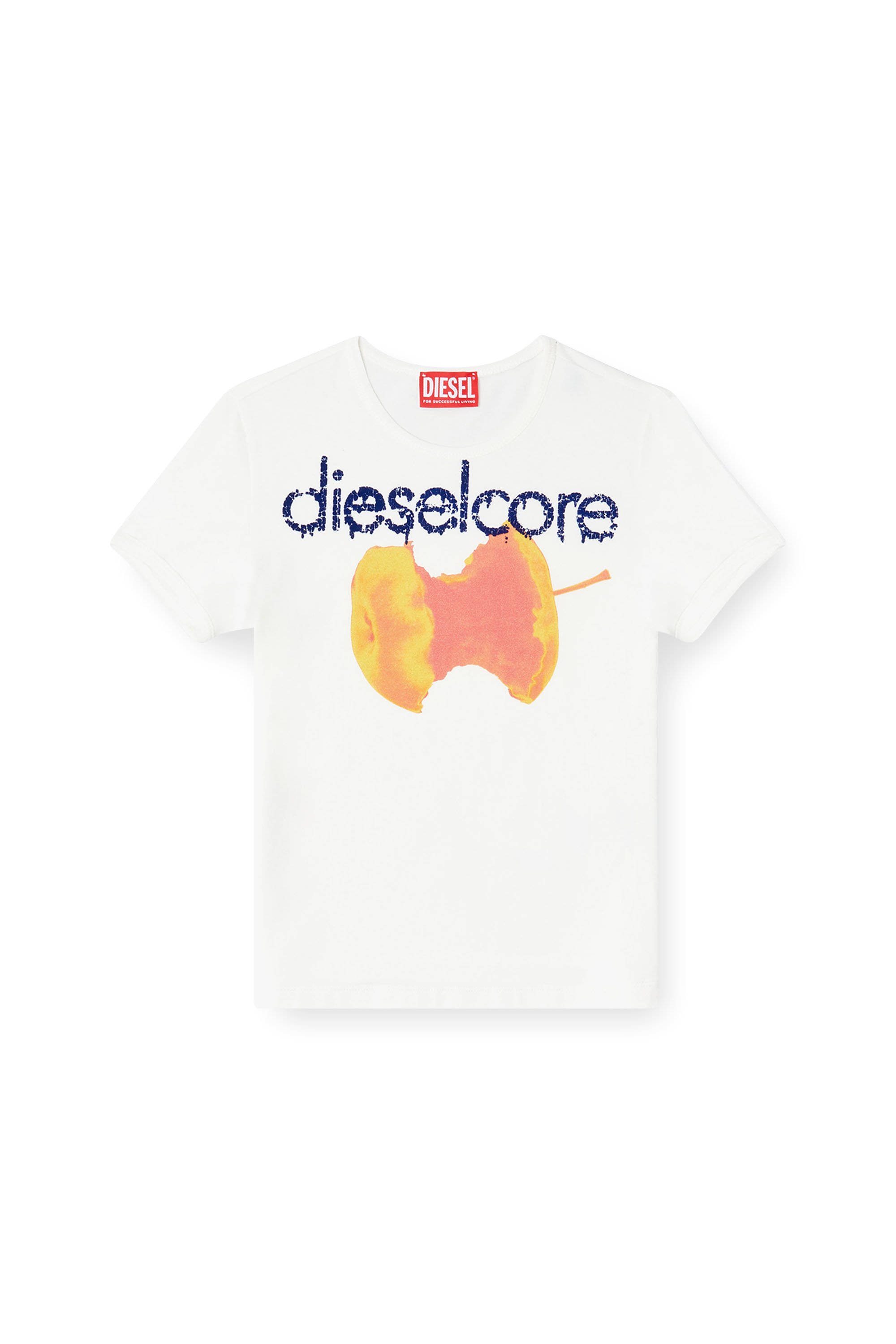 Diesel - T-UNCUTIES-SHORT-Q2, Woman's T-shirt with Diesel Core logo in White - 3