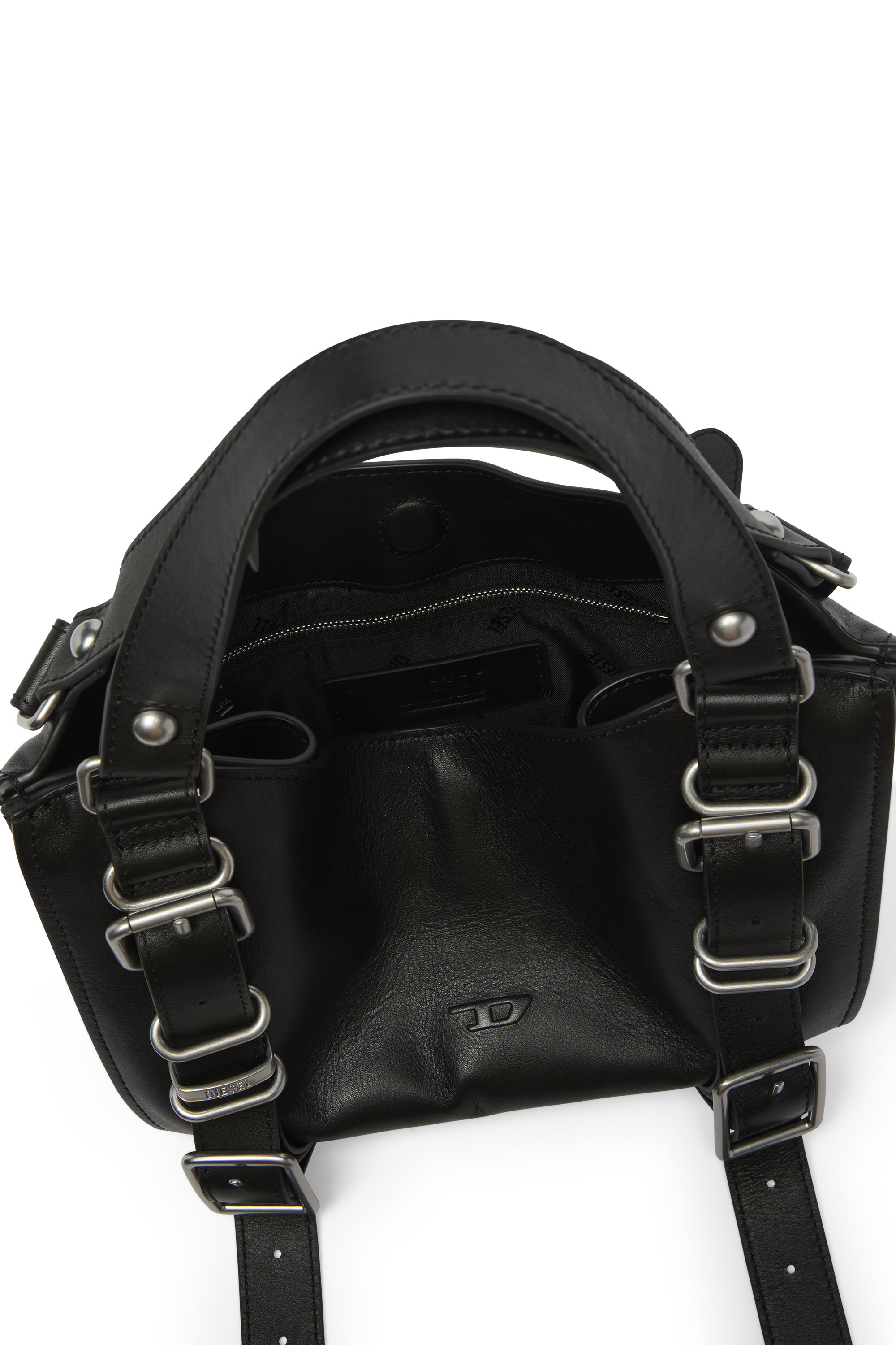Diesel - D-ONE TOPHANDLE S, Woman's D-One-Small top-handle bag in treated leather in Black - 5