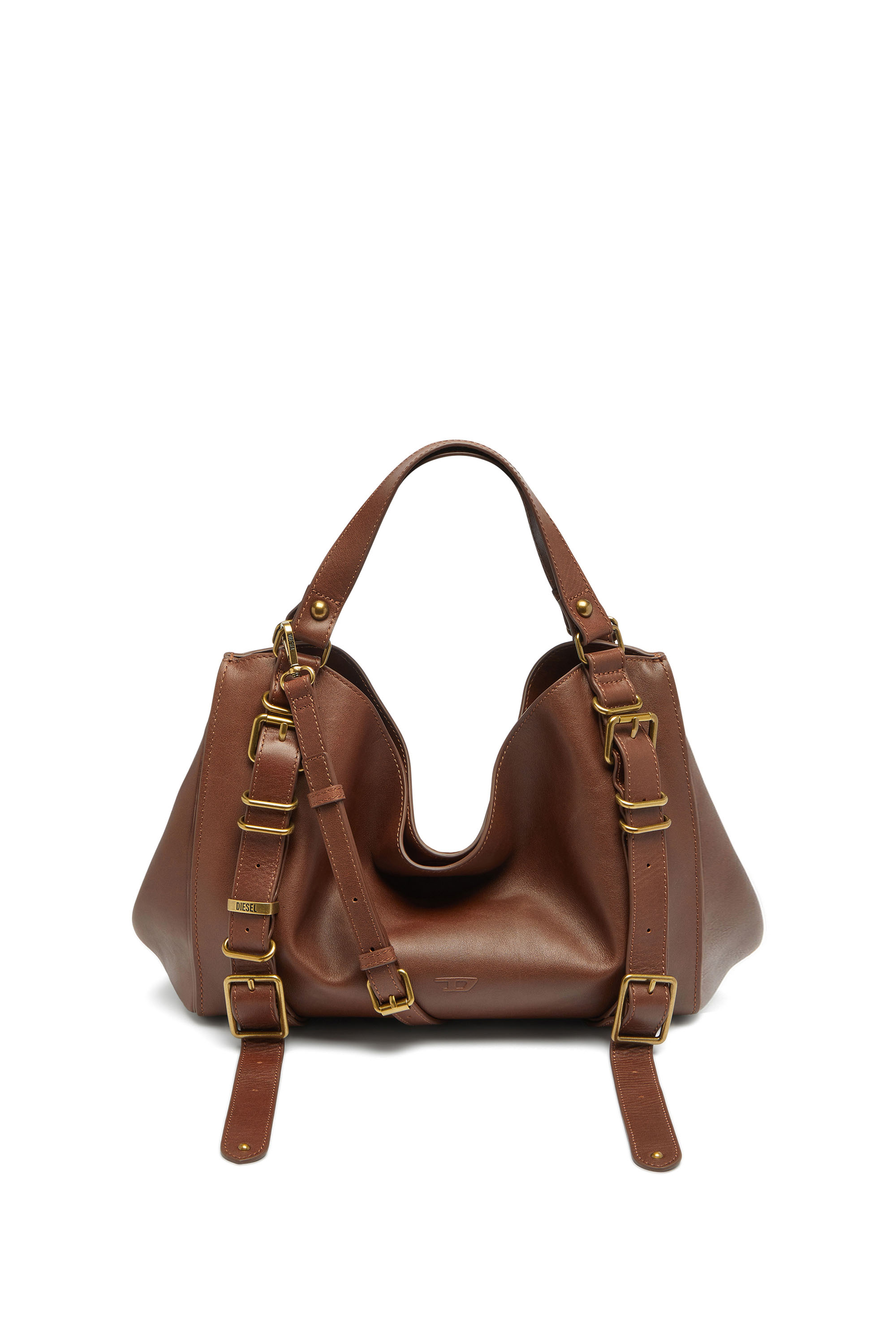 Diesel - D-ONE TOPHANDLE M, Unisex's D-One-Medium top-handle bag in treated leather in Brown - 2