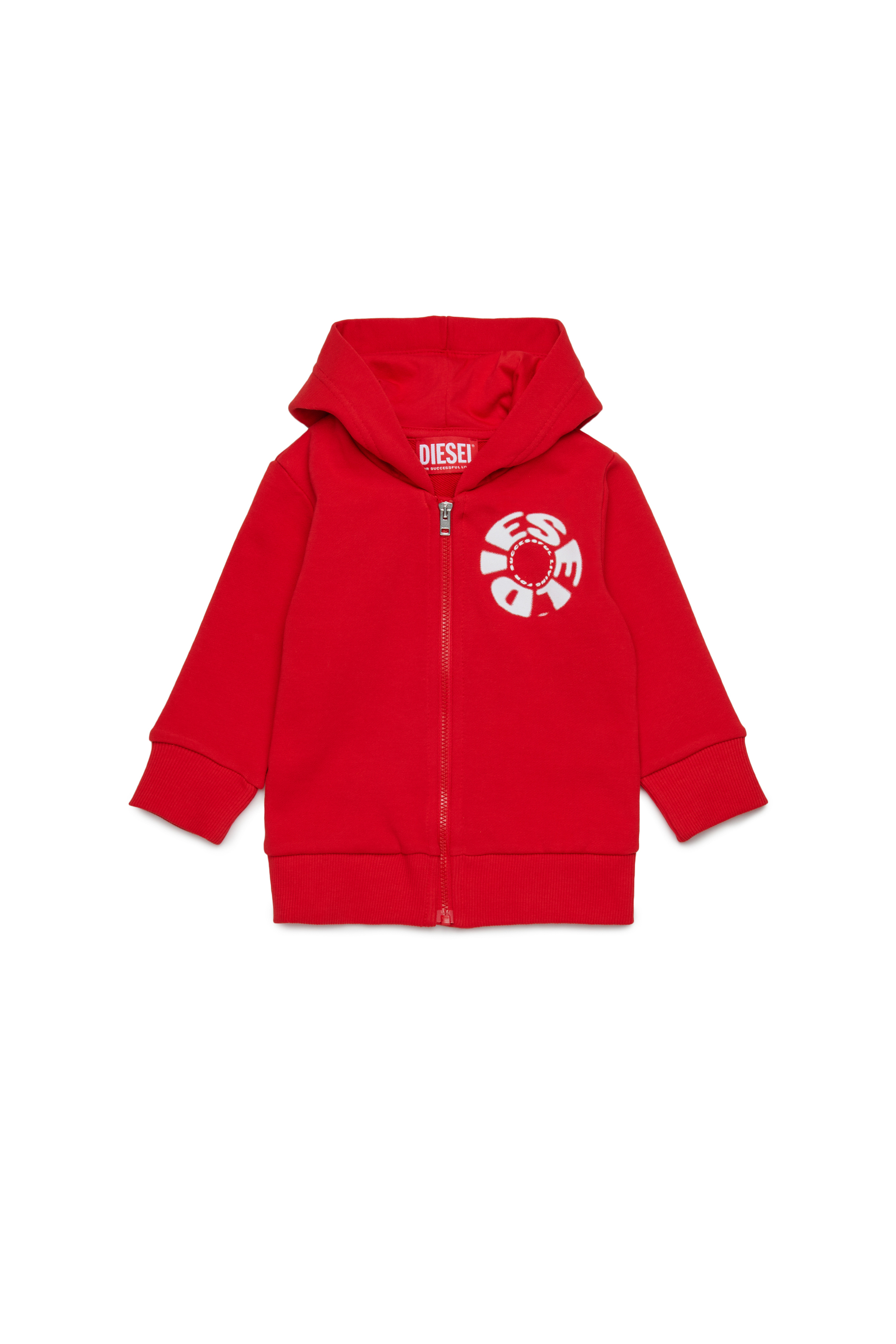 Diesel - SPRAVONB, Man's Cotton hoodie with full zip in Red - 1