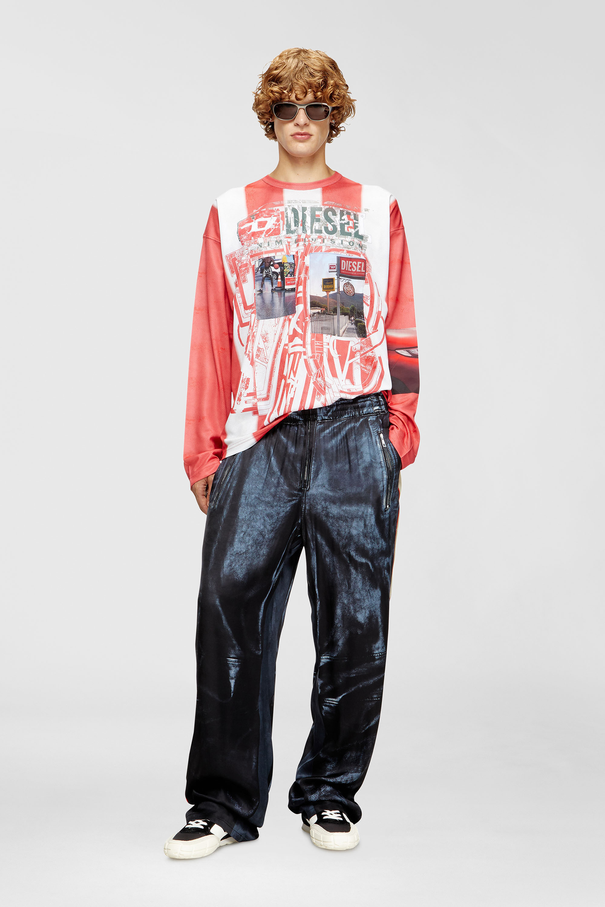 Diesel - S-PAGODHA LOW, Man's S-Pagodha-Sneakers in leather, suede and ripstop in Black/Red - 1