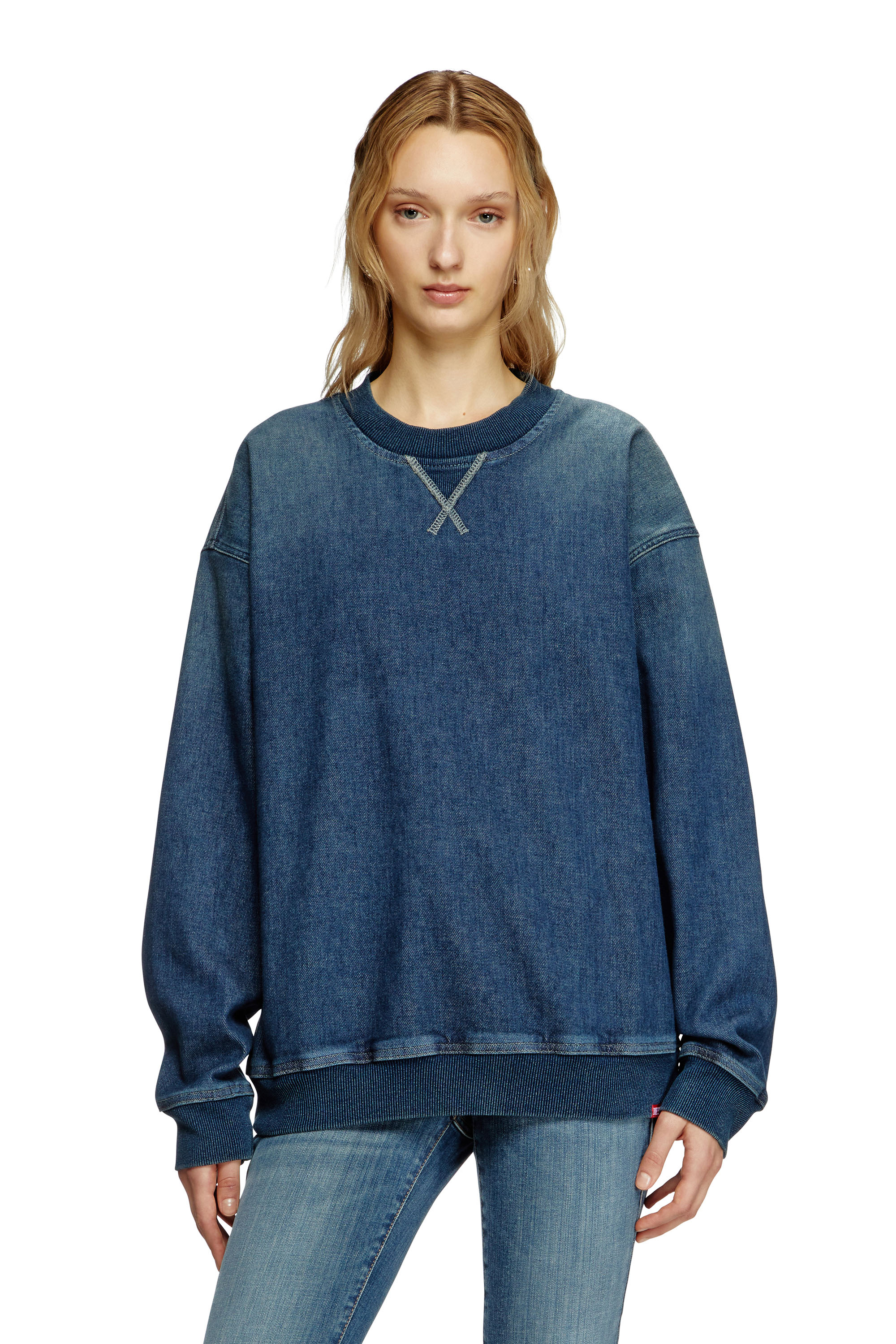 Diesel - D-KRIBY-S TRACK, Unisex's Sweatshirt in Track Denim in Medium blue - 1