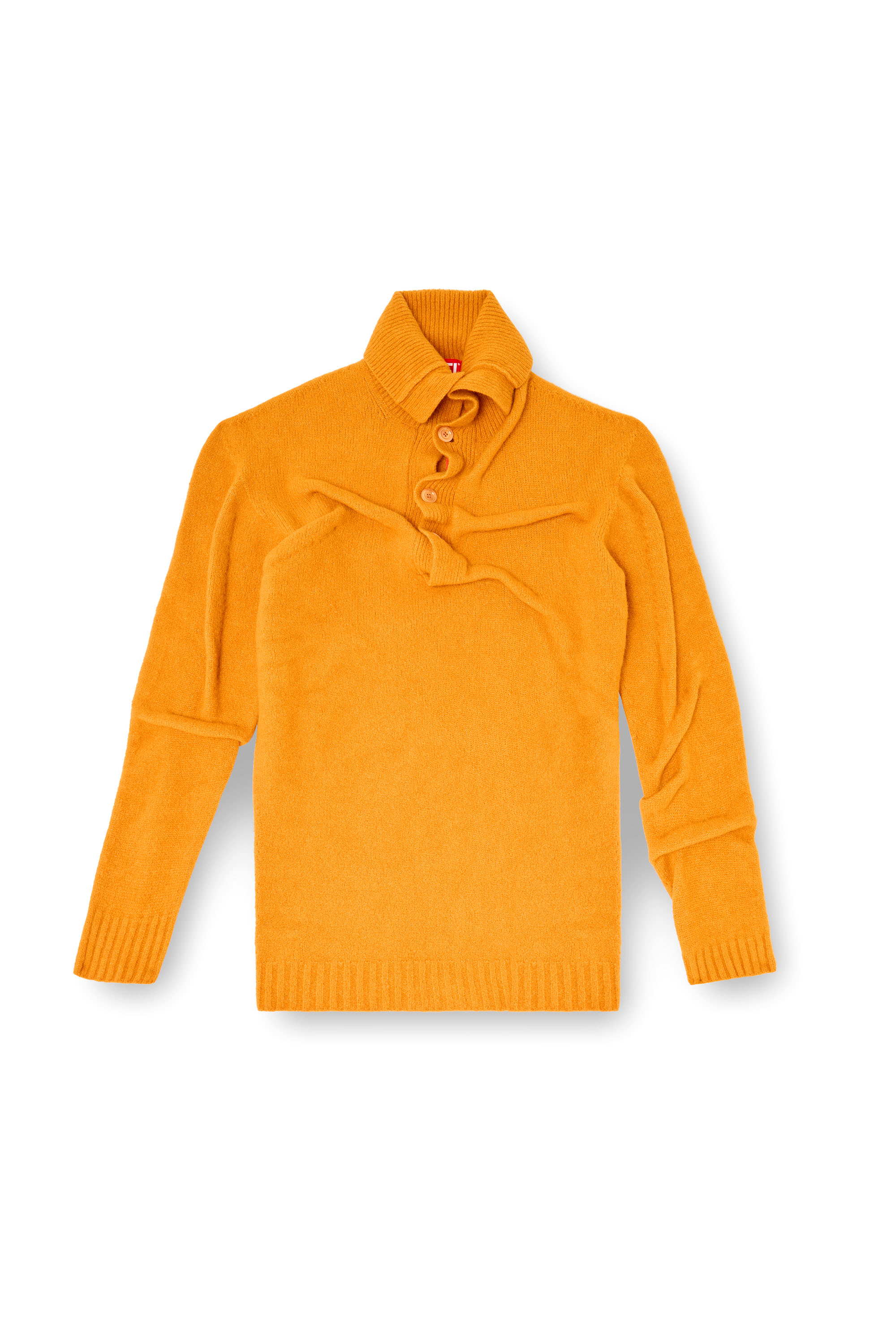 Diesel - K-ANDREW, Man's Button-neck jumper in wrinkled boiled knit in null - 3