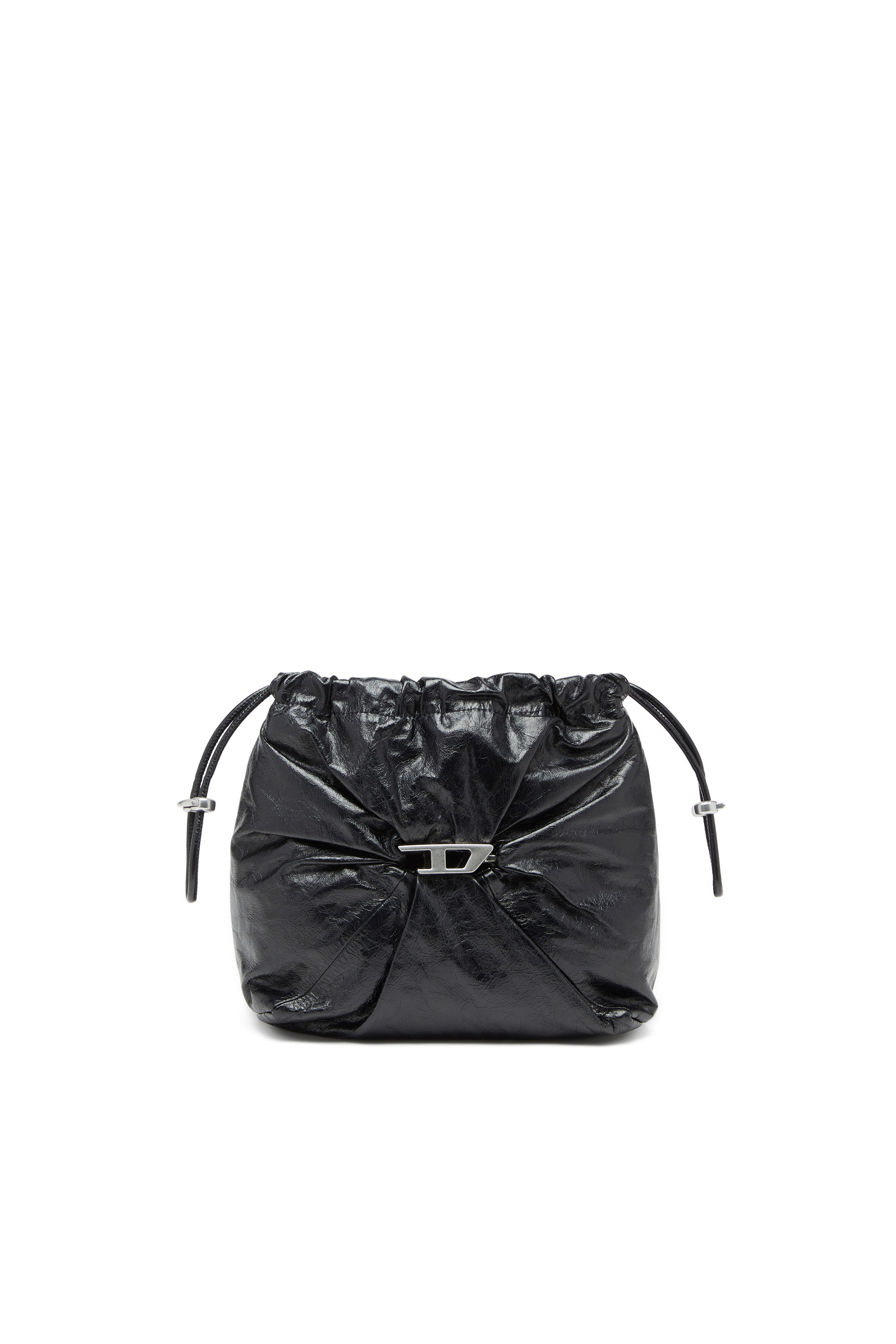 Diesel - SCRUNCH-D BUCKET, Woman's Scrunch-D-Bucket bag in shiny wrinkled leather in Black - 6