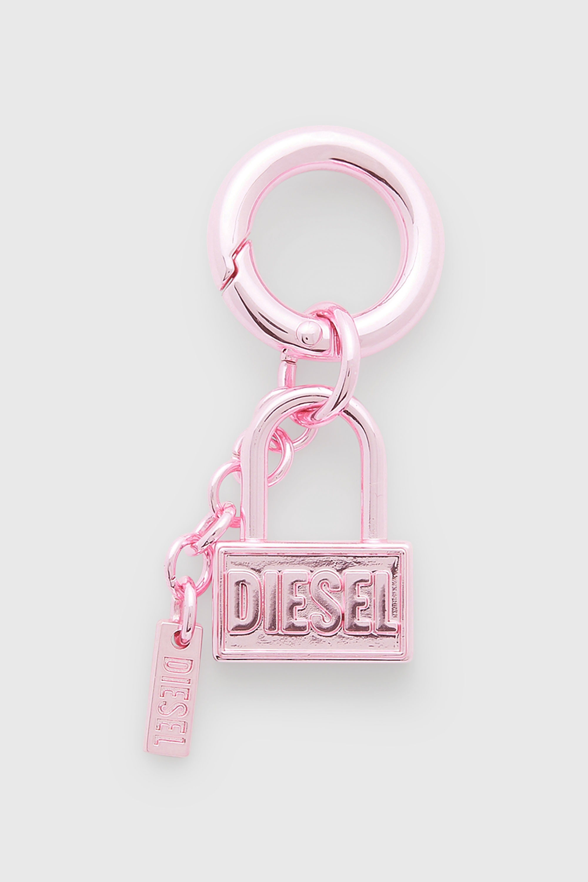 Diesel - CHARM-LOCK, Unisex's Metal keyring charm with padlock design in Pink - 1