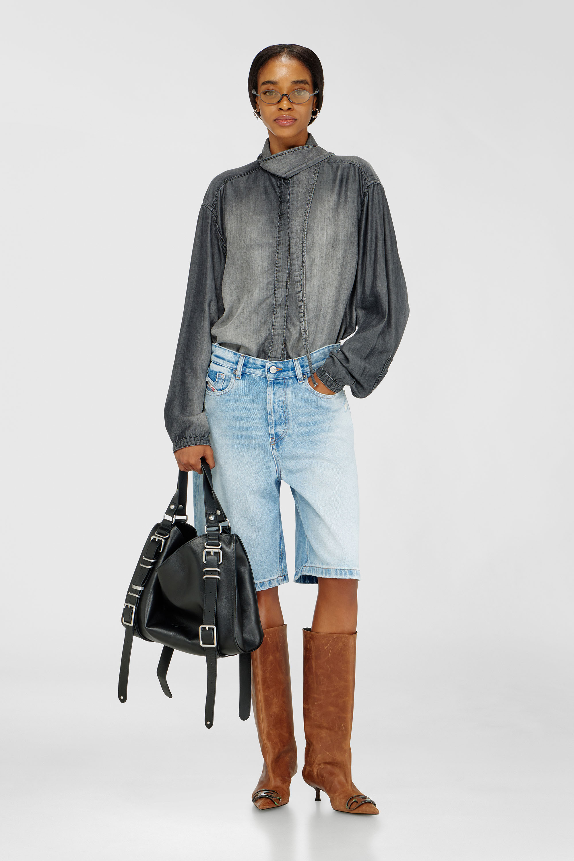 Diesel - DE-SIRE-SHORT, Woman's Shorts in destroyed denim in Light Blue - 1