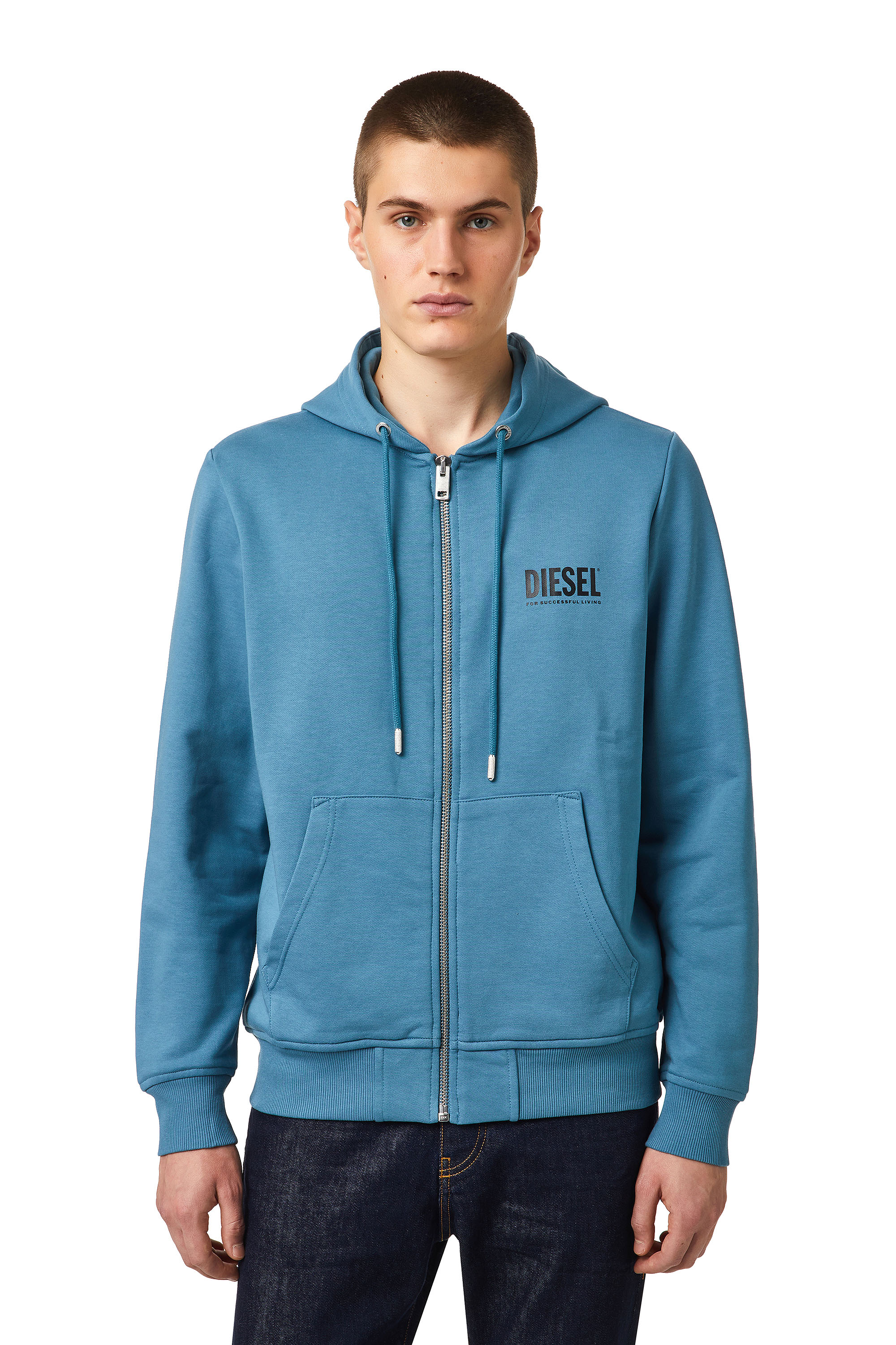 S-GIRK-HOOD-ZIP-ECOL, Blue - Sweaters