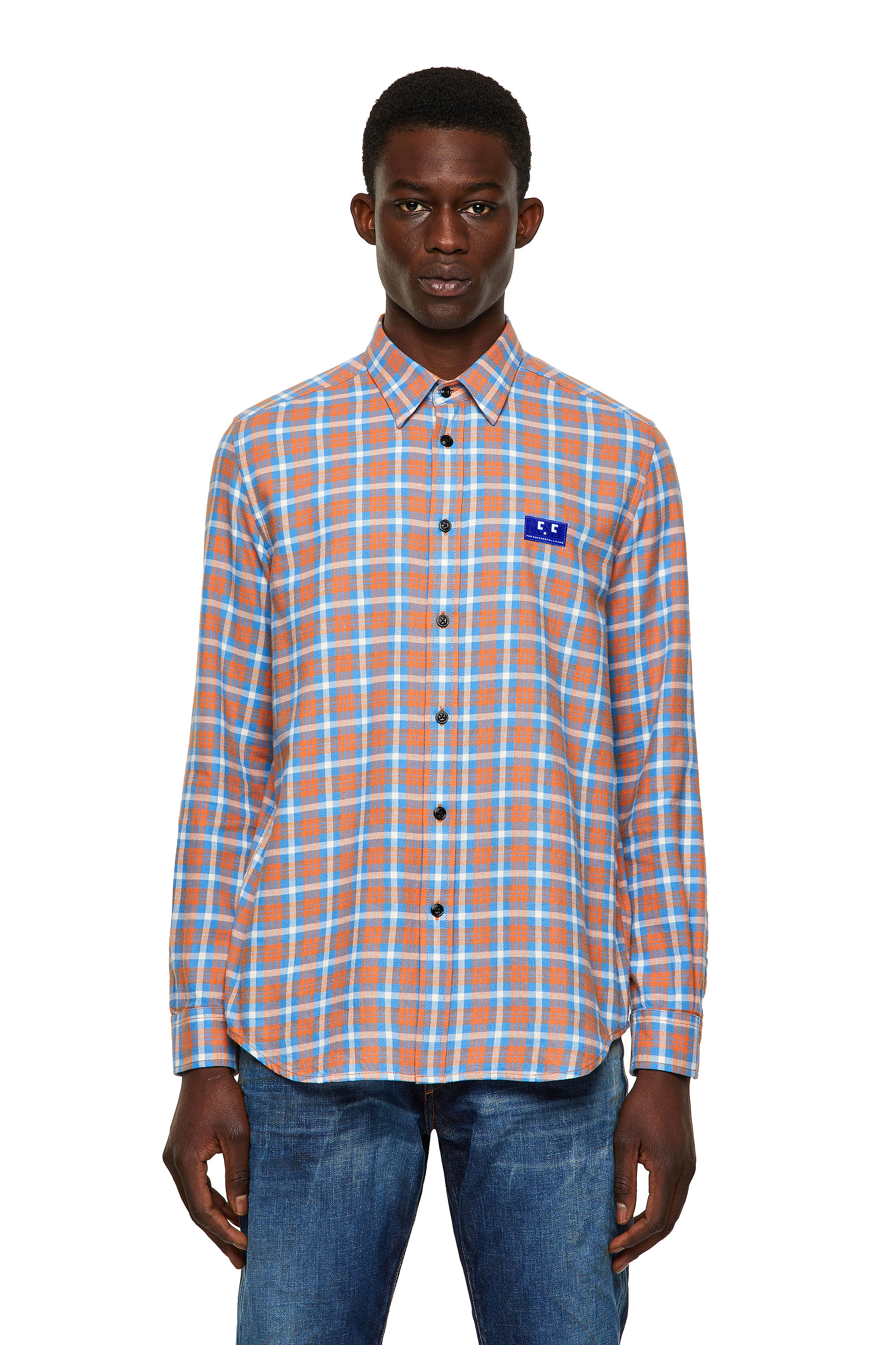 S-MOI-CHK-A, Blue/Pink - Shirts