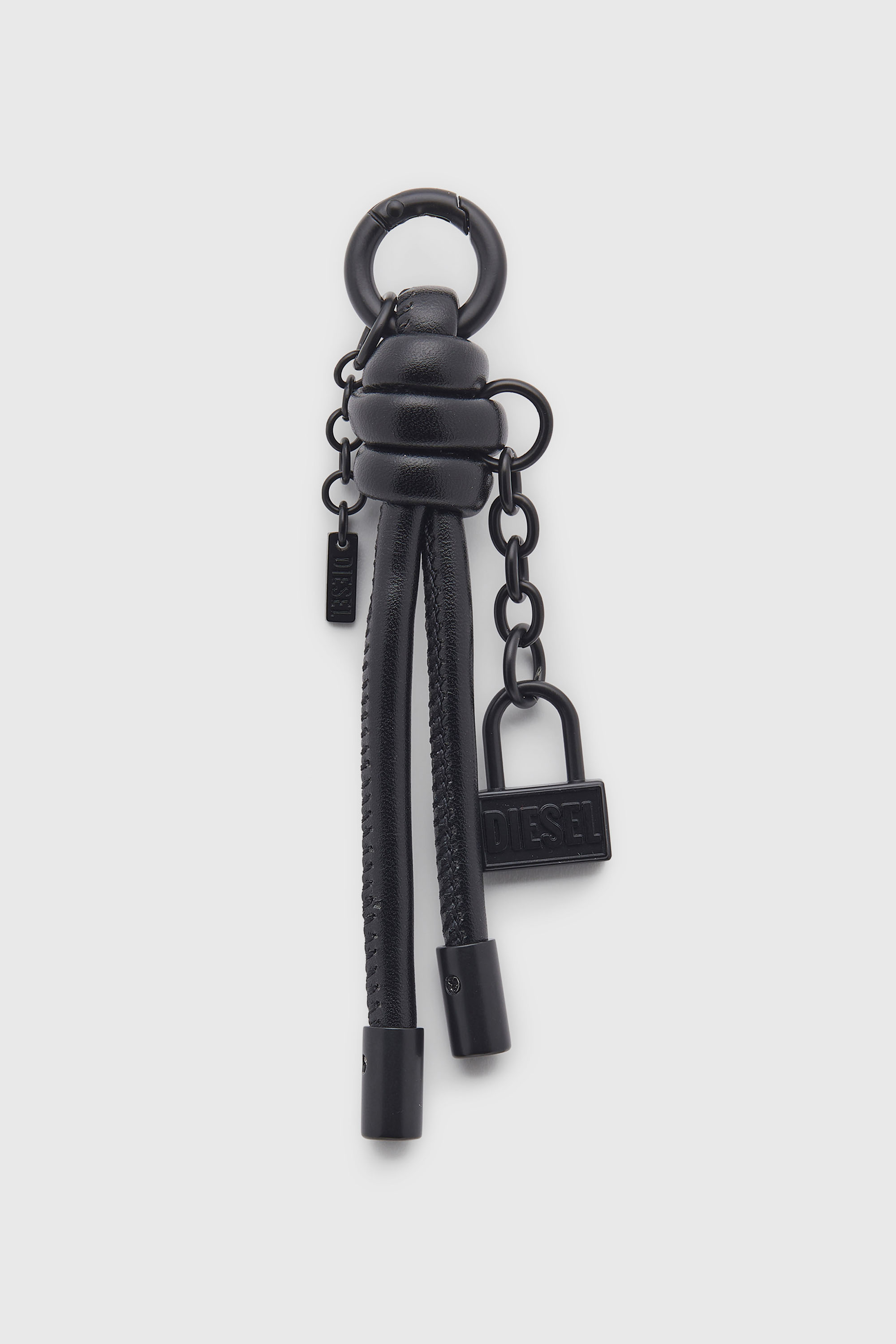 Diesel - CHARM-LOCK II, Man's Metal keyring/charm with Diesel padlock detail in Black - 1