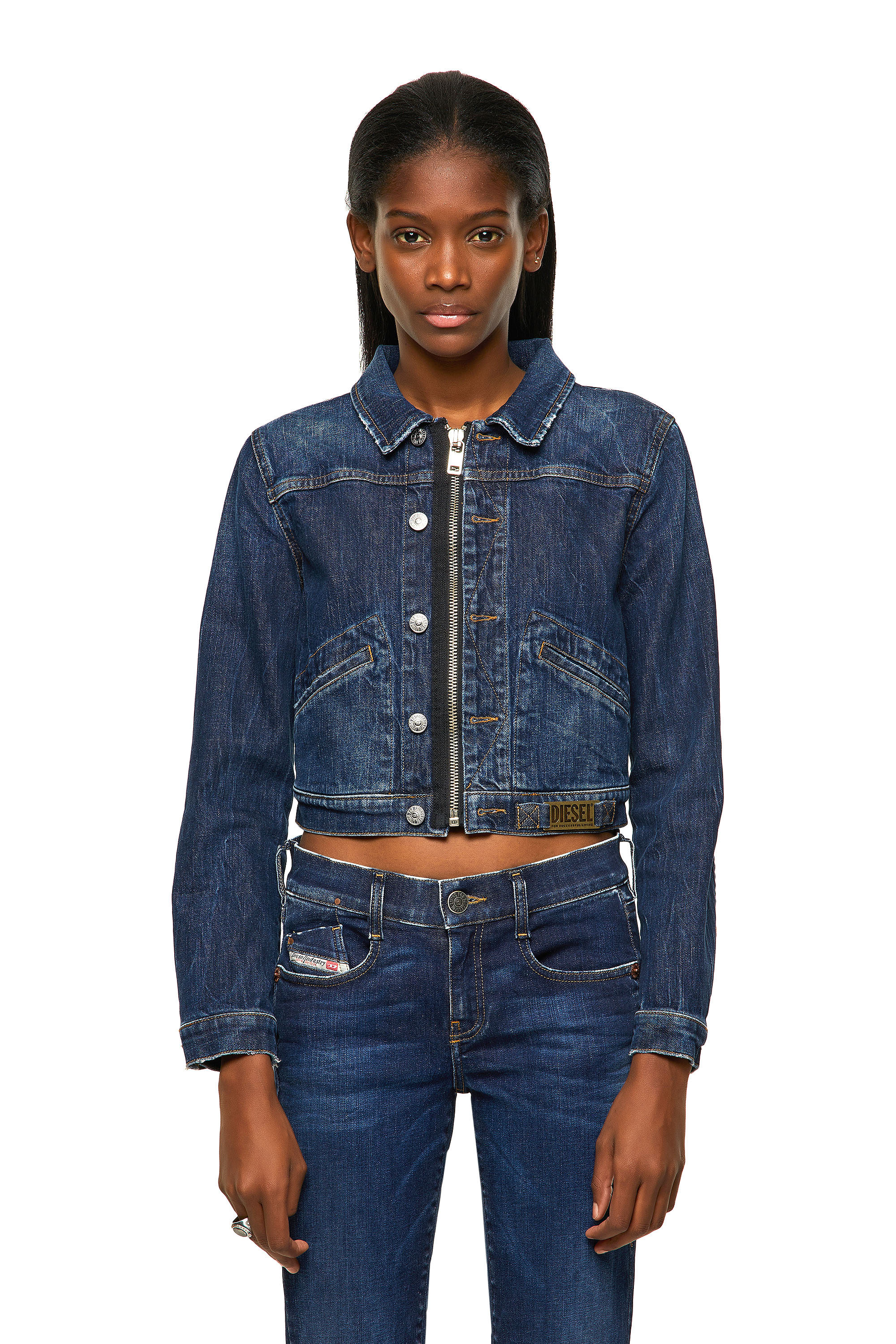 DEBLONDY Woman Cropped denim jacket with zip detail Diesel
