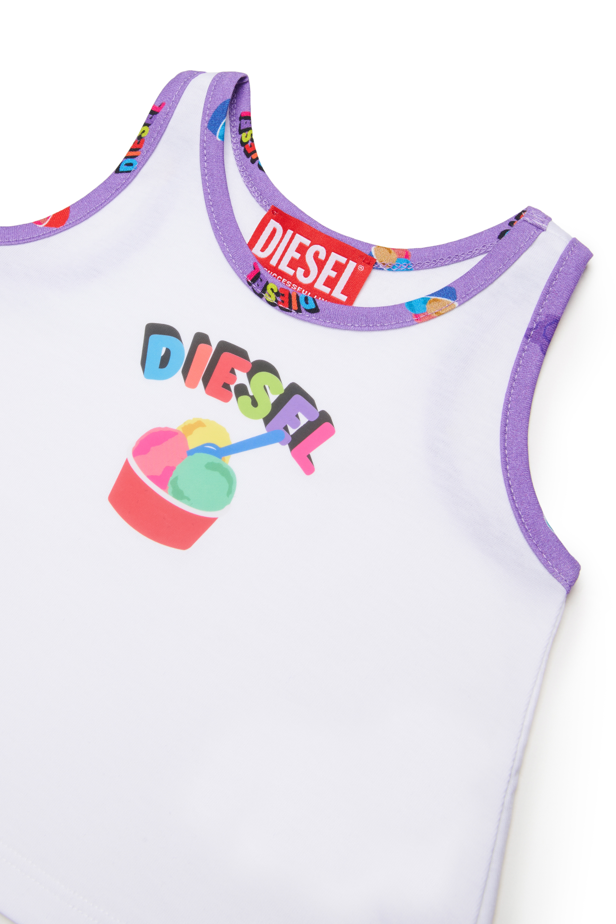 Diesel - MTICEB, Woman's Cotton tank top with ice cream print in White - 3