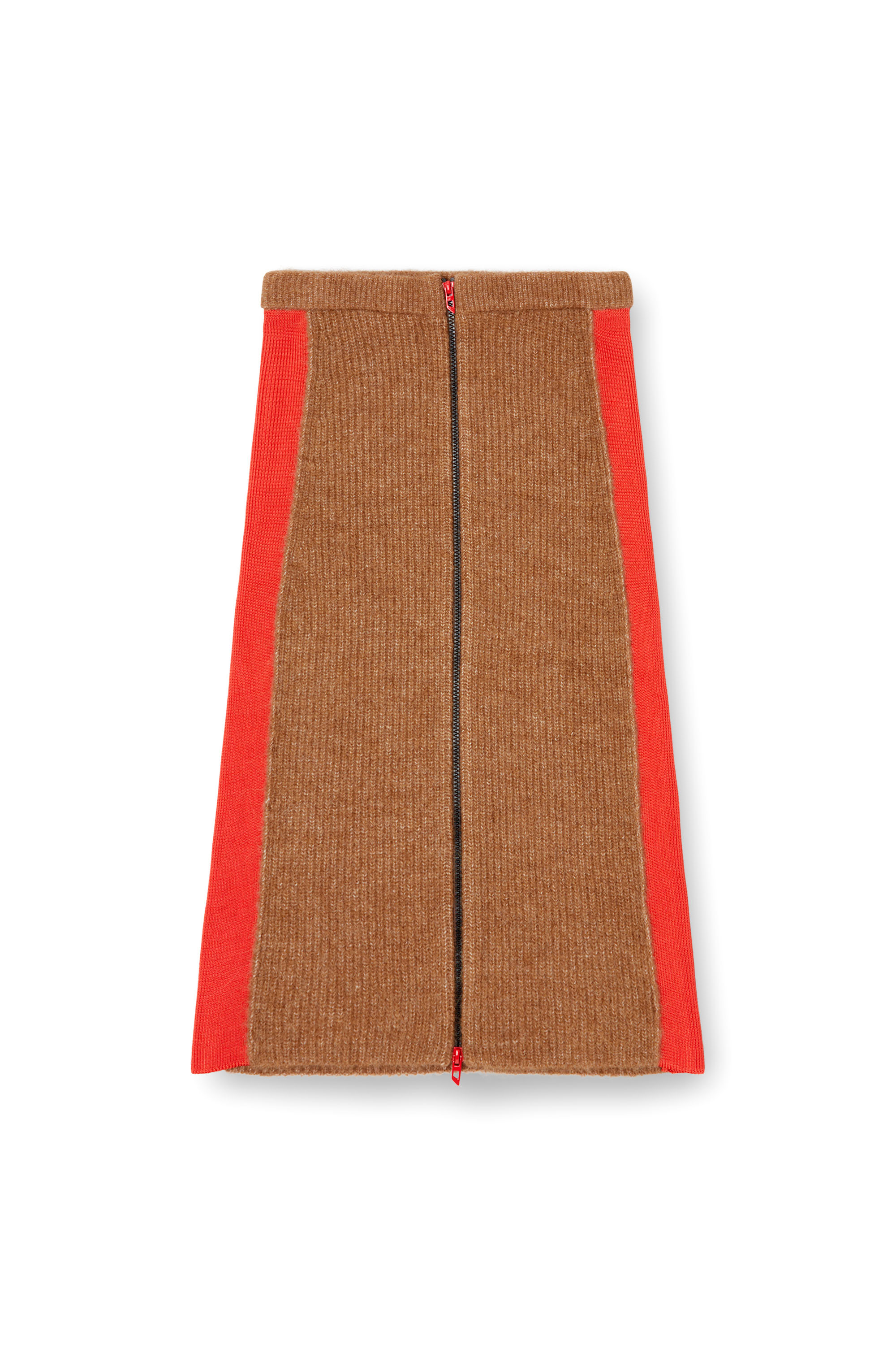 Diesel - M-LOUSI, Woman's Midi skirt in alpaca with front zipper in Brown - 2