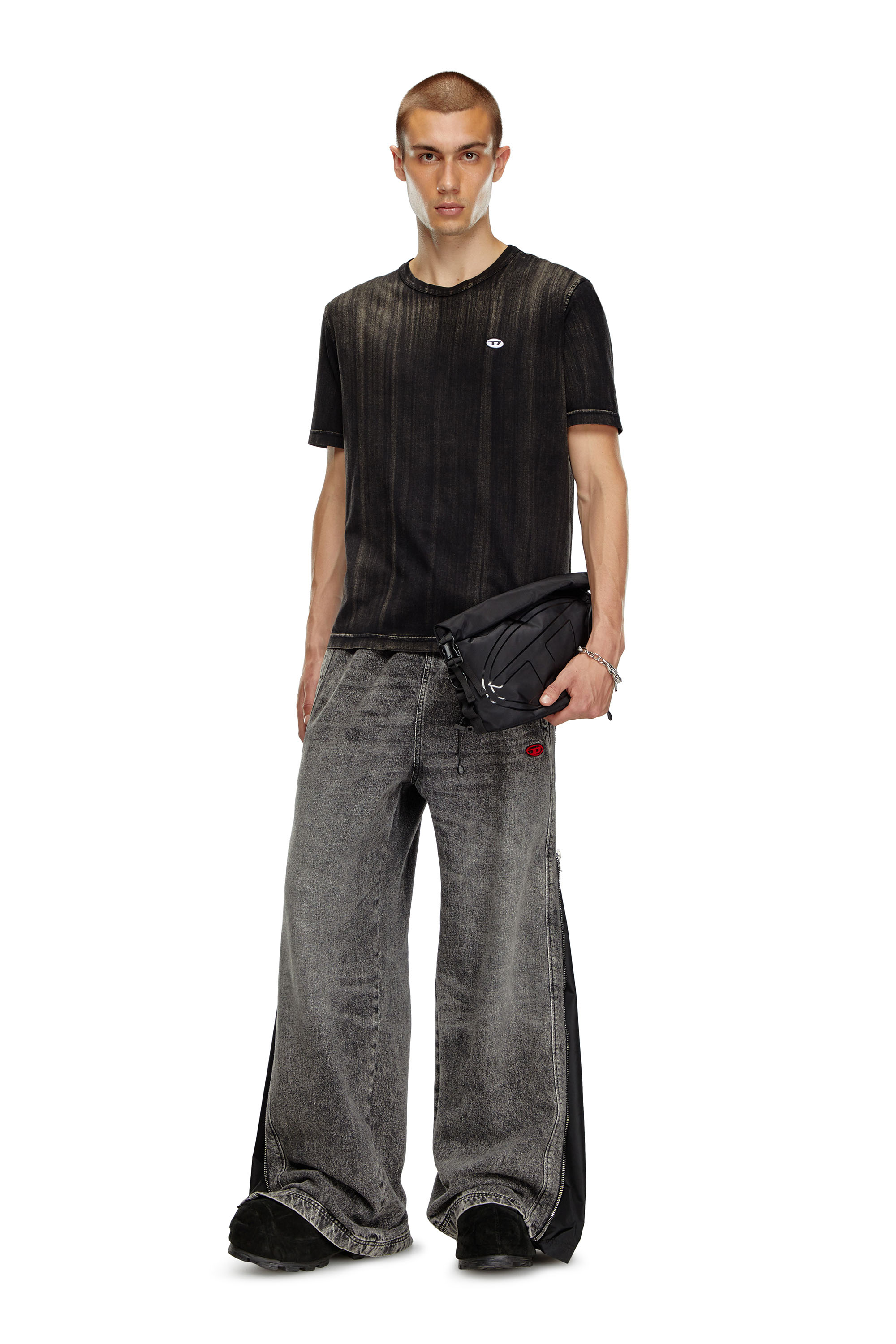 Diesel - DRAPE CROSSBODY, Man's Drape-Nylon crossbody bag with Oval D print in Black - 1