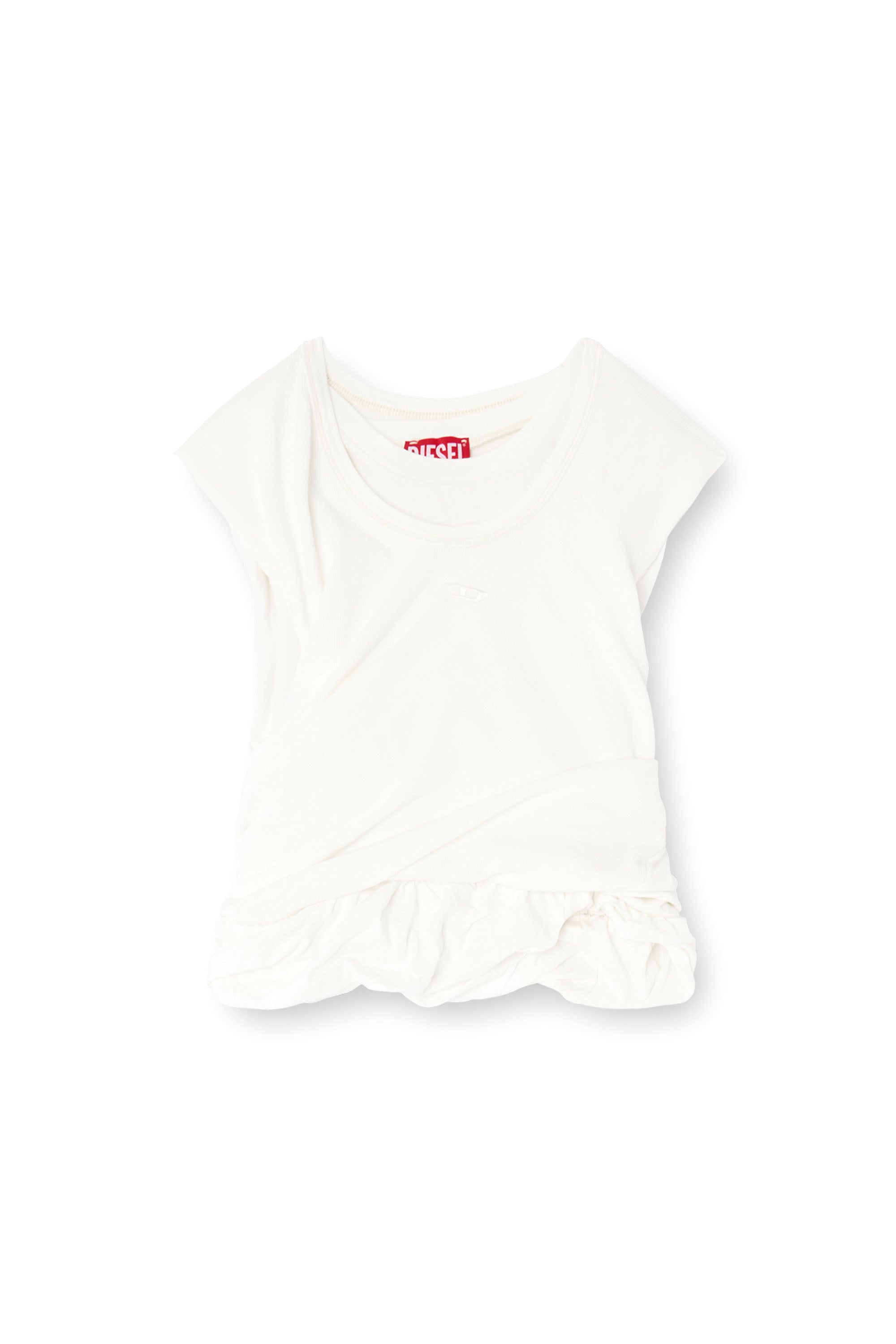 Diesel - T-WISHER-RIB-PL, Woman's Rucked-up tank top in double-layer jersey in White - 4