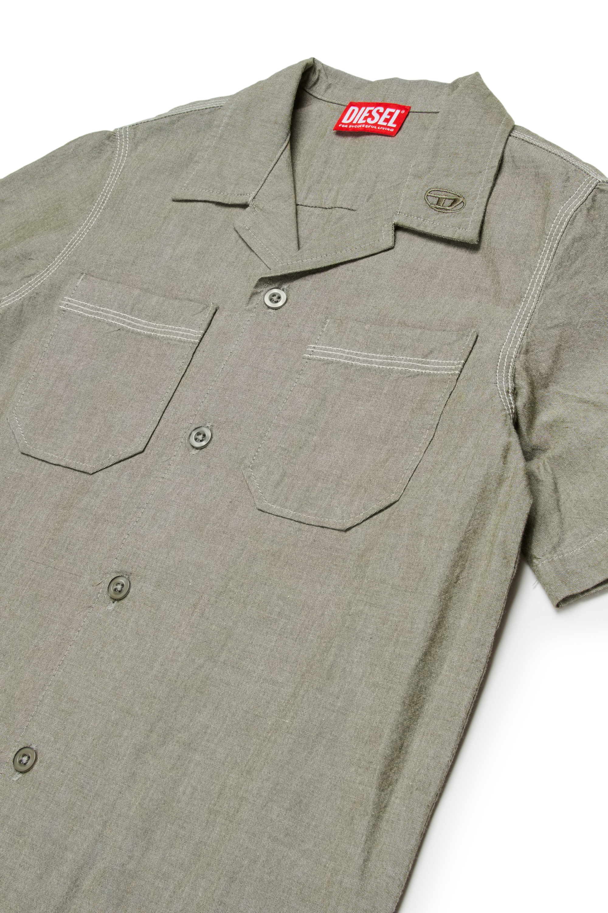 Diesel - CKEN, Man's Cotton bowling shirt with two pockets in Green - 3