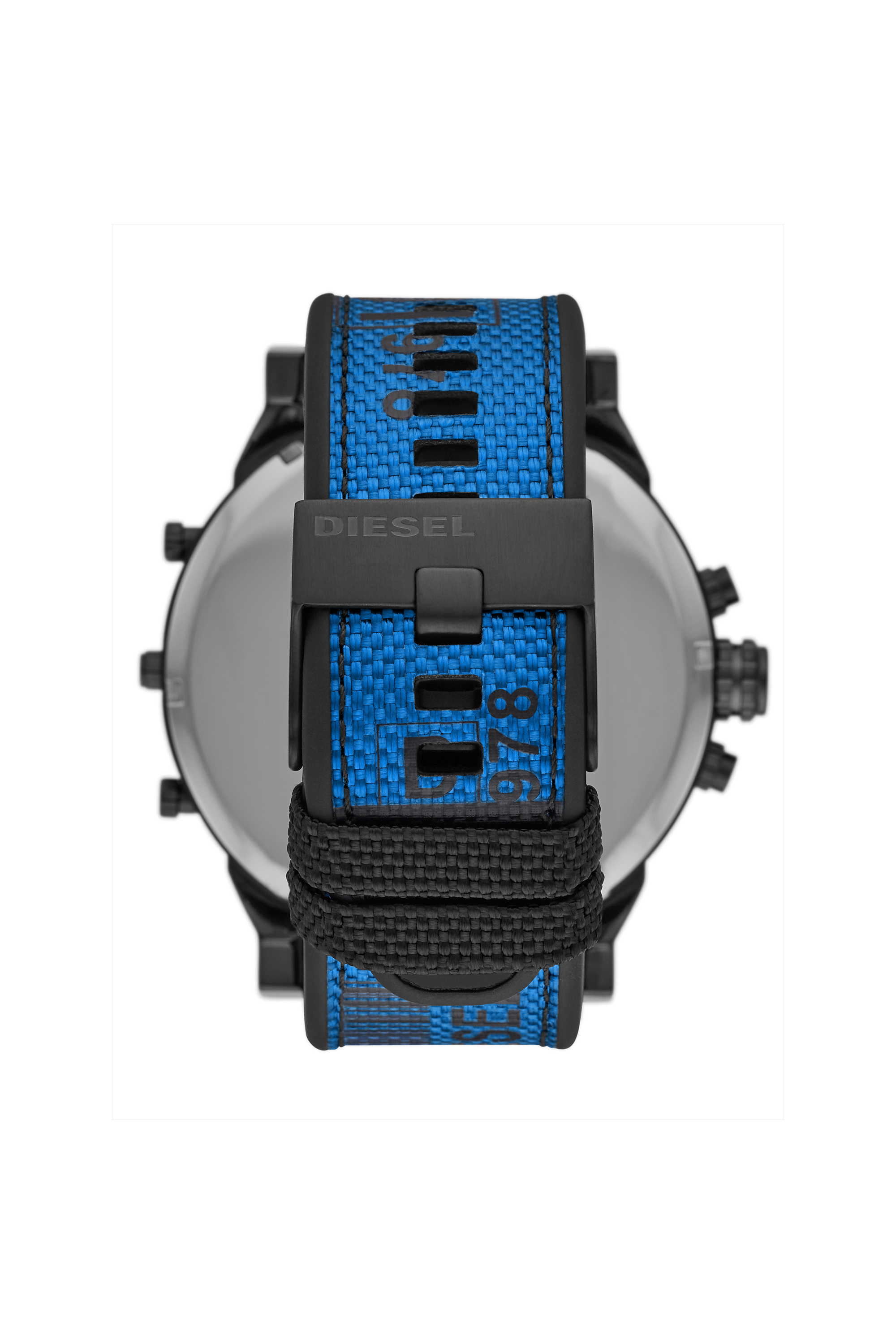 Diesel - DZ7434, Man's Mr. Daddy 2.0 chronograph blue nylon and silicone watch in Blue/Black - 2