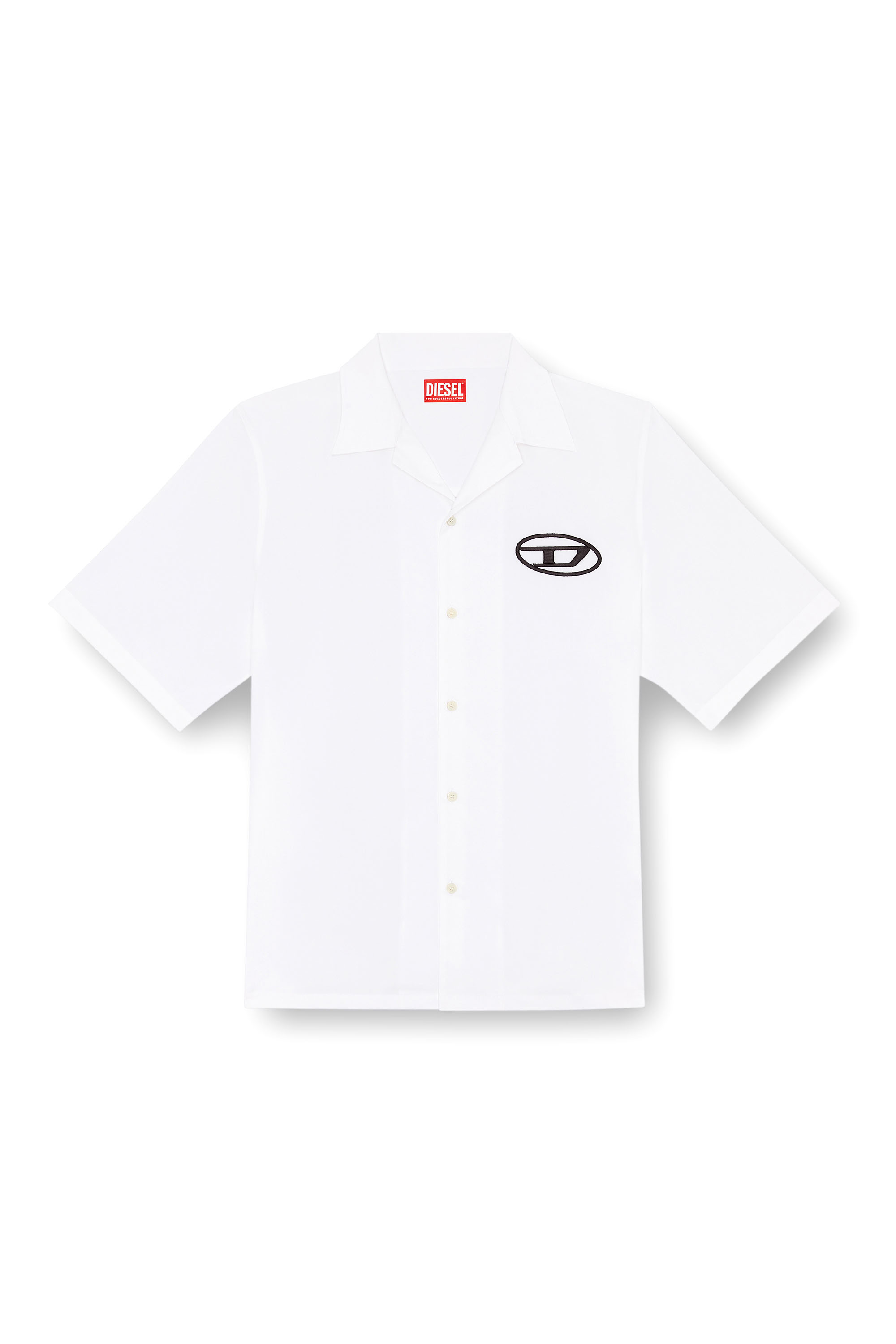 Diesel - S-MAC-C, Man's Bowling shirt with logo embroidery in White - 3