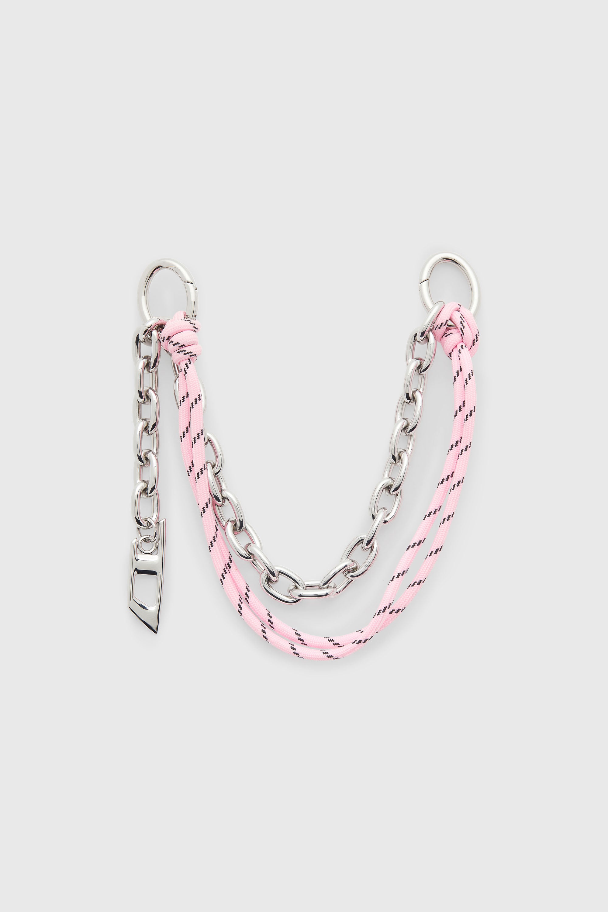 Metal charm with chain and rope detail