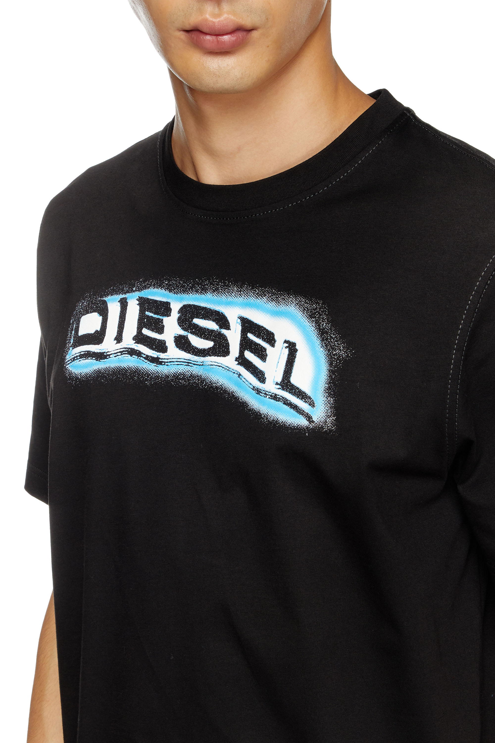 Diesel - T-ADJUST-R4, Man's T-shirt with puff-print logo in Black - 5