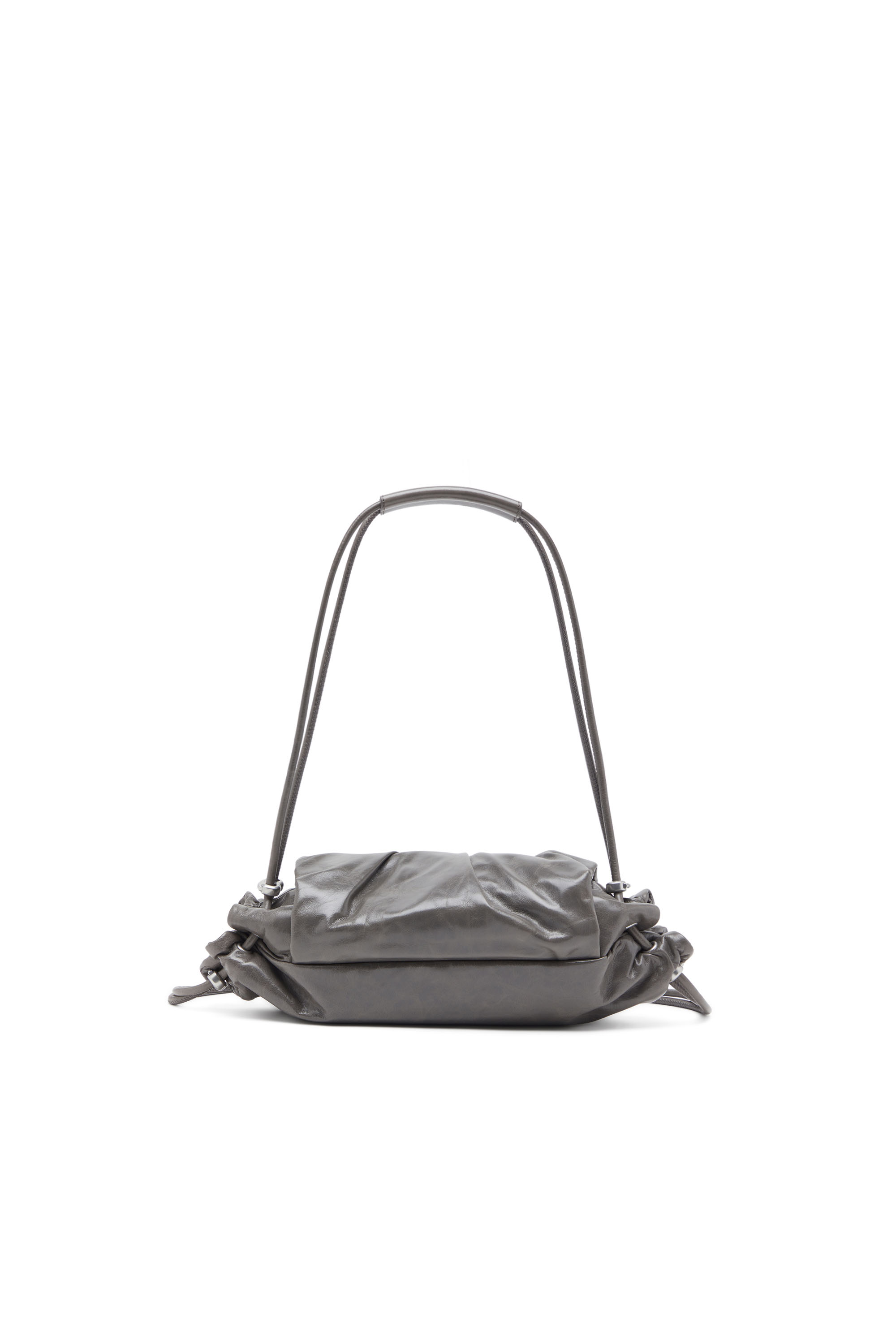 Diesel - SCRUNCH-D SHOULDER S, Woman's Scrunch-D S-Shoulder bag in scrunched leather in Grey - 2