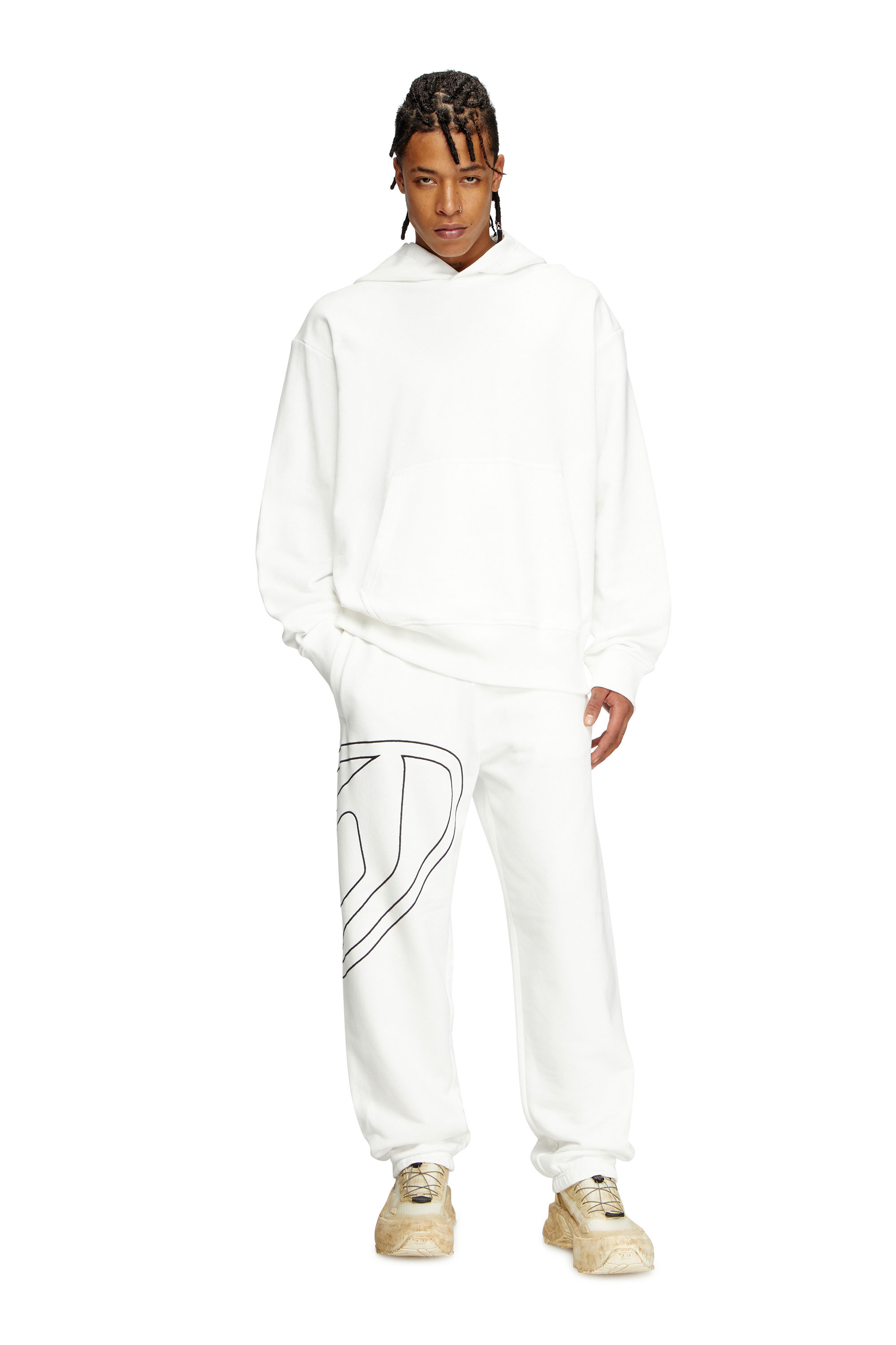 Diesel - P-MARKY-MEGOVAL-D, Man's Track pants with mega oval D in White - 2