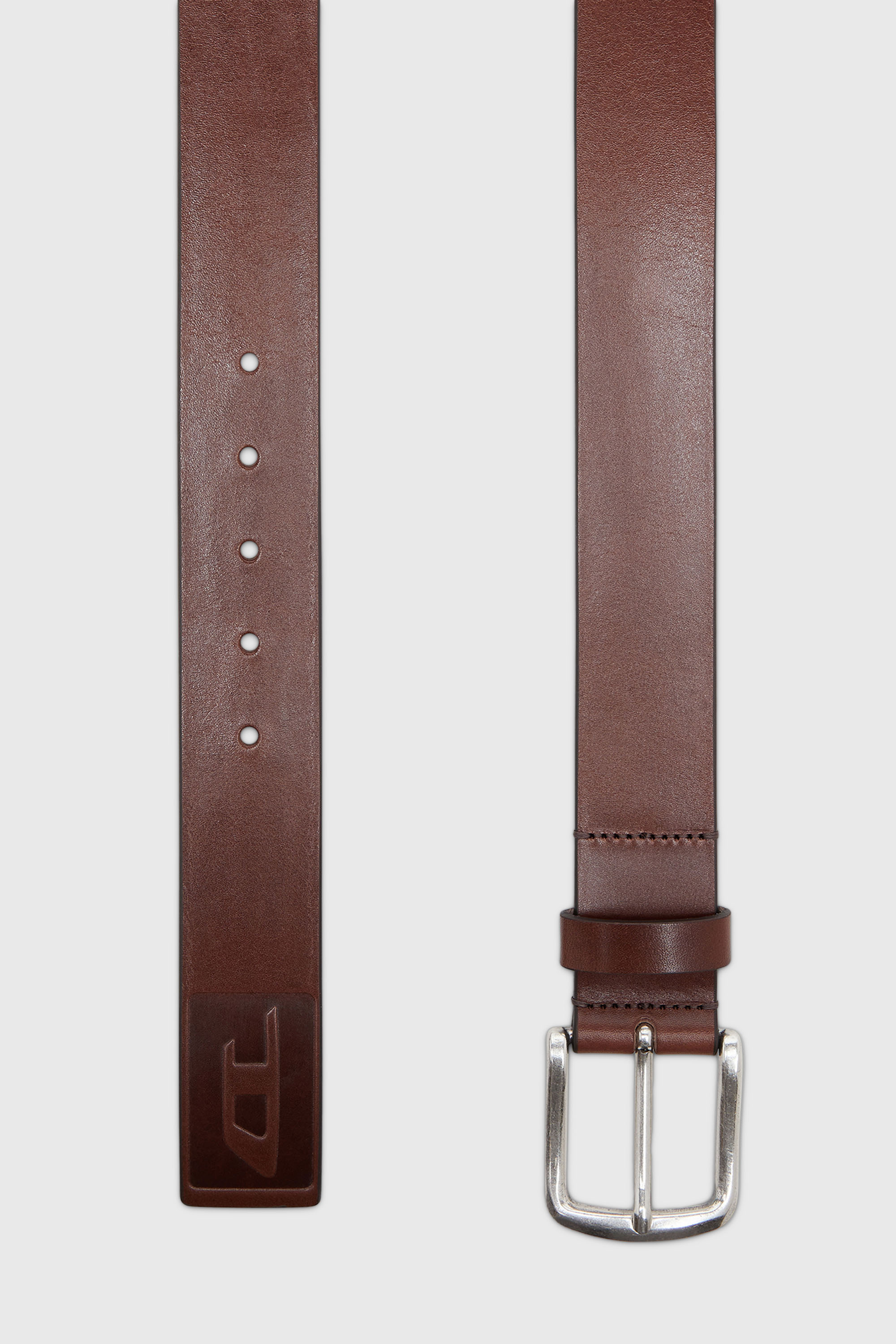 Diesel - B-FLAG-D EMBOSSED, Man's 4 cm leather belt with engraved logo in Brown - 2