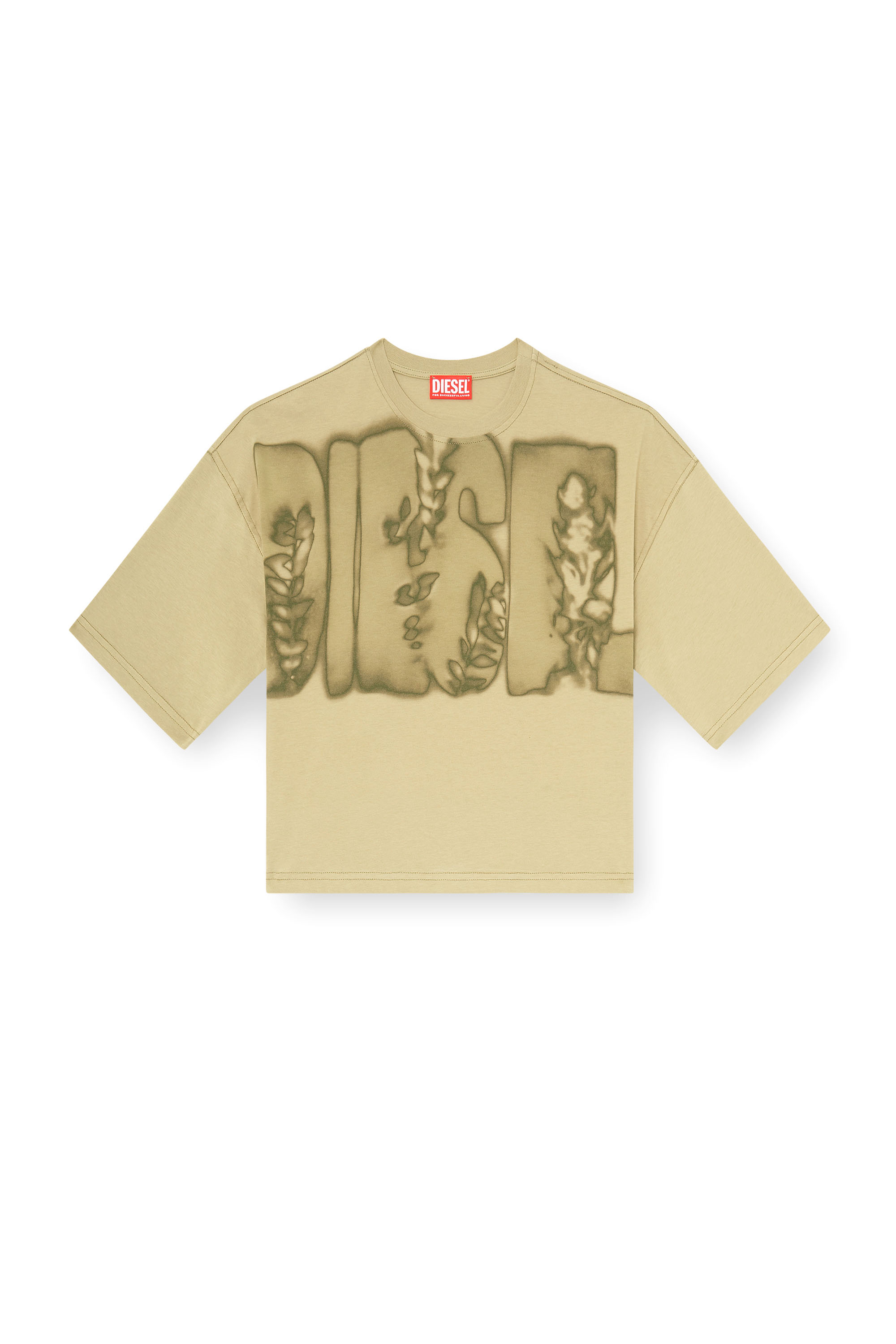 Diesel - T-CROPYN-AA1, Woman's Cropped T-shirt with digital print in Green - 2