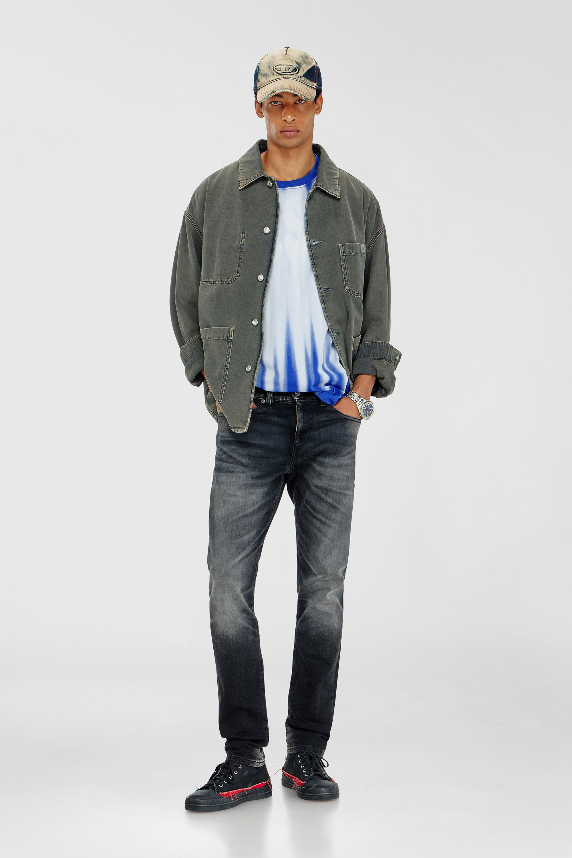 Diesel - Man's Slim Jeans 2019 D-Strukt 09P38, Black/Dark grey - 2