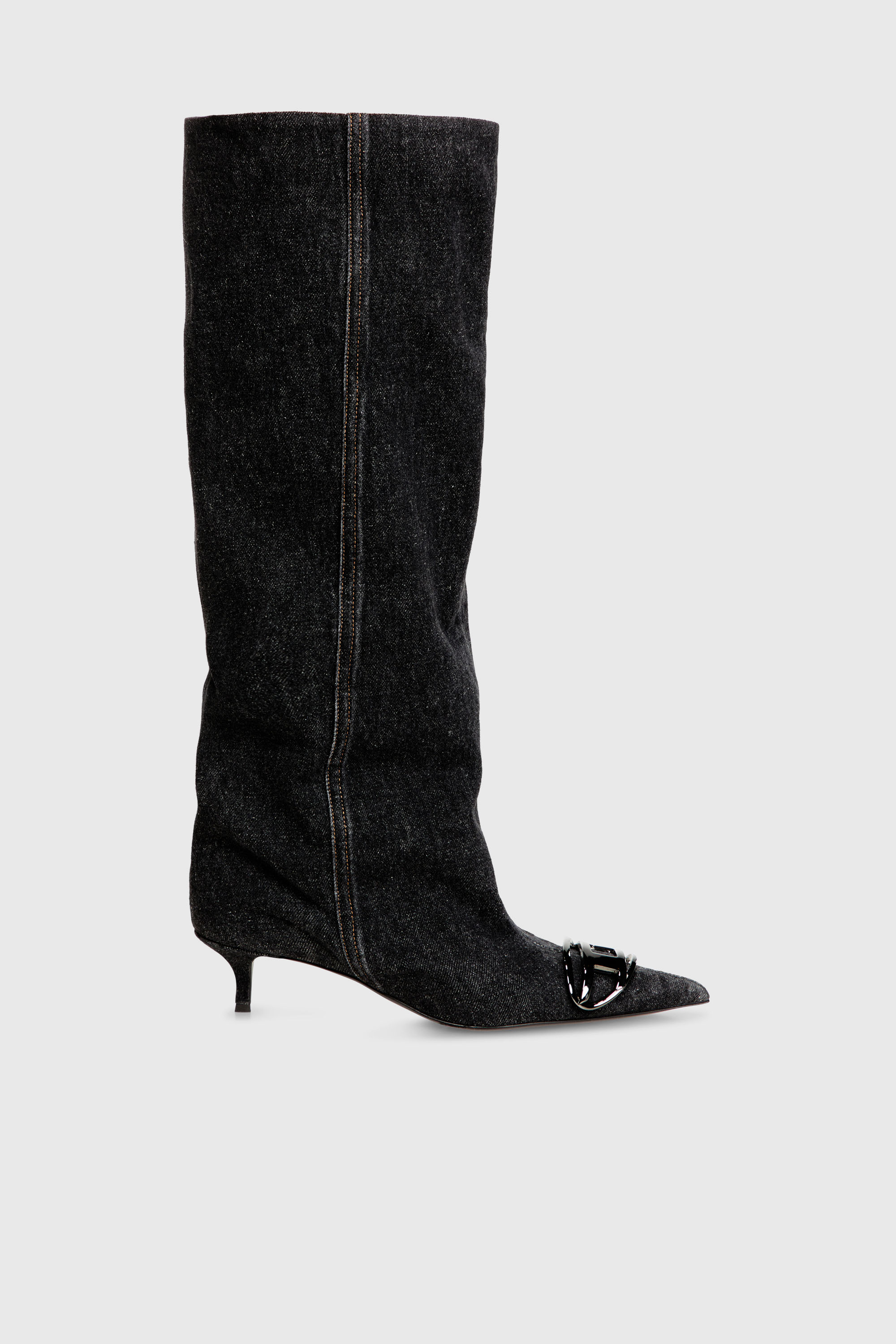 D-Venus-Slouchy knee-high boot in denim