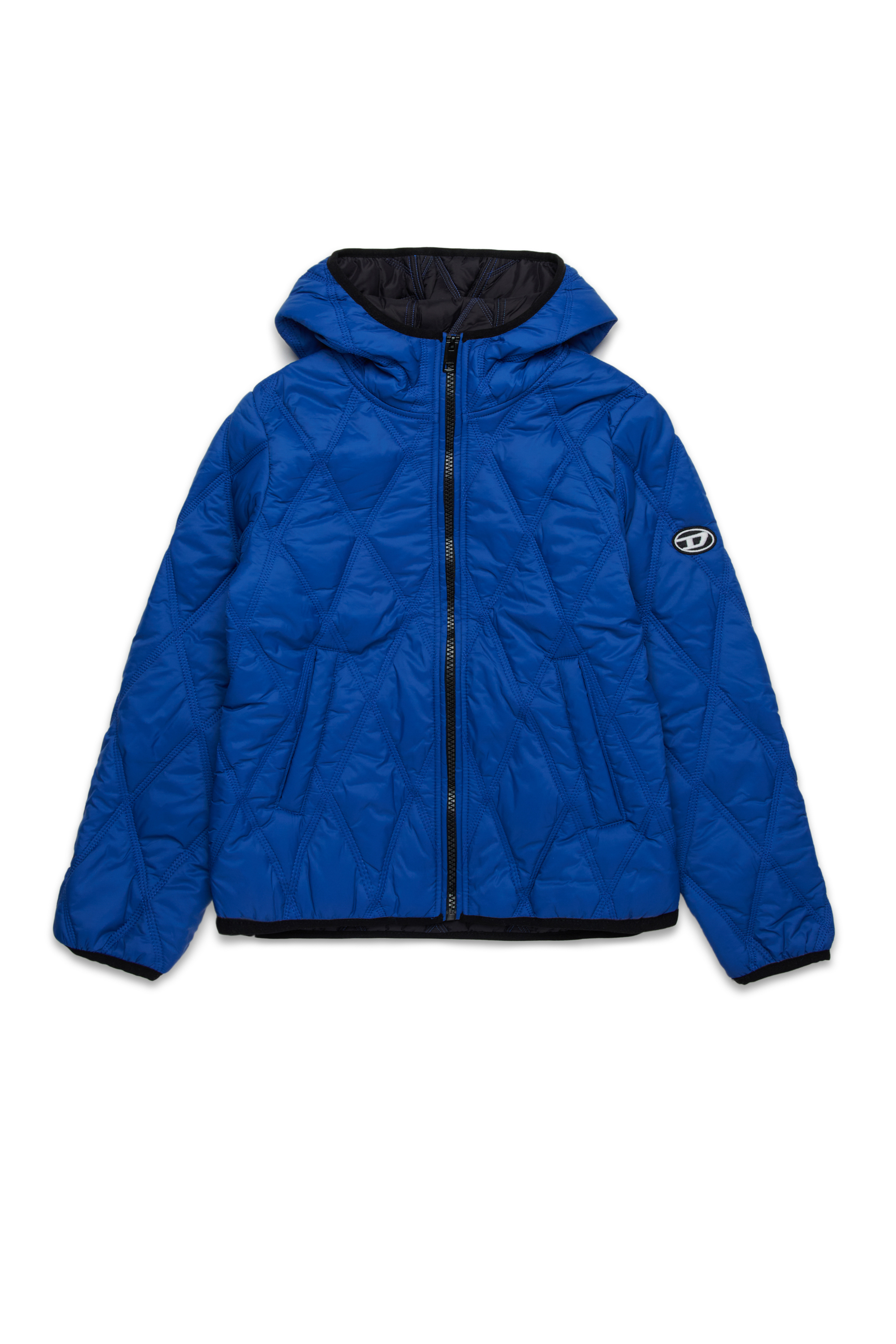 Diesel - JFOKKER, Unisex's Hooded quilted nylon jacket in Blue - 1