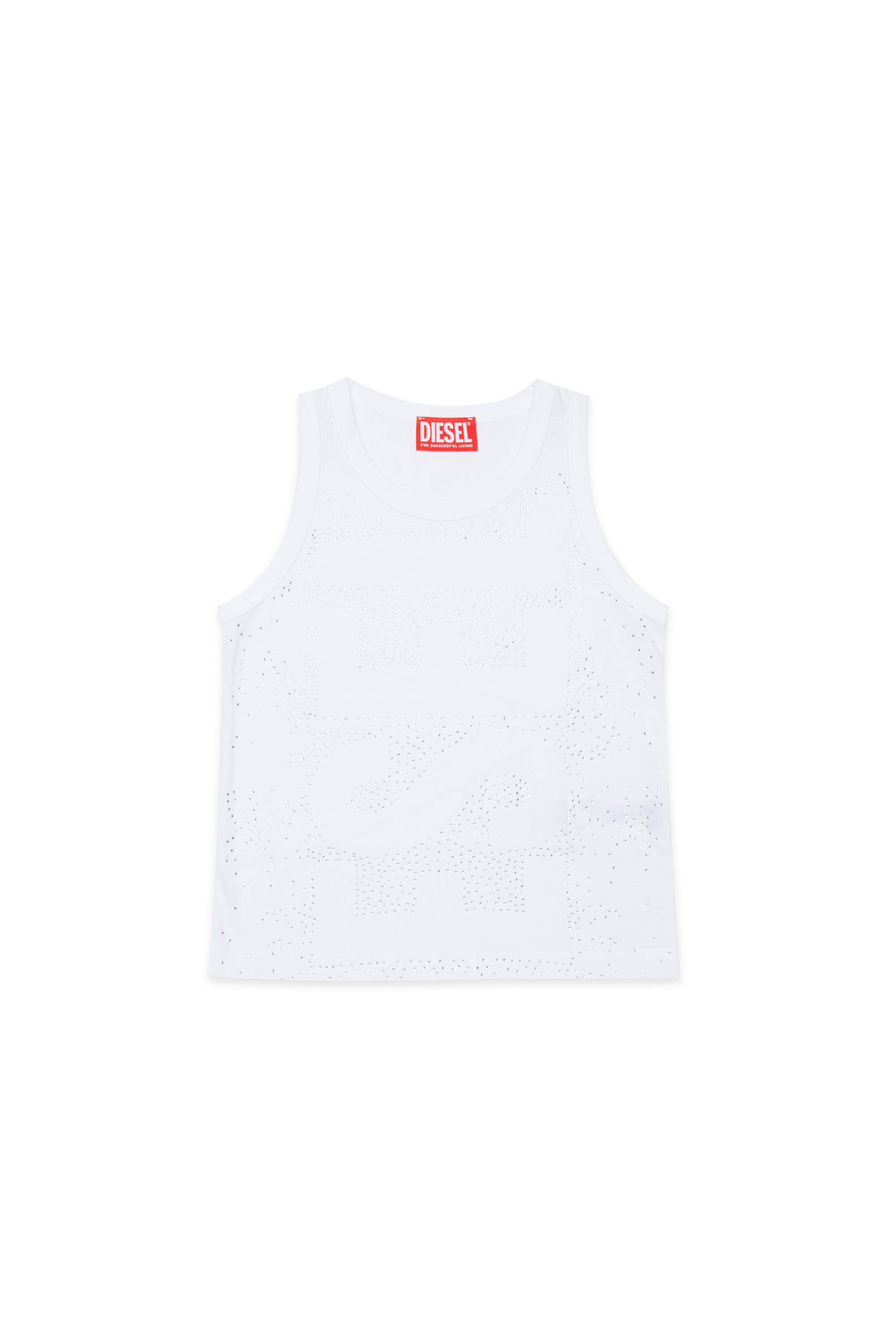 Diesel - TSTUDS, Woman's Tank top with studded logo in White - 1